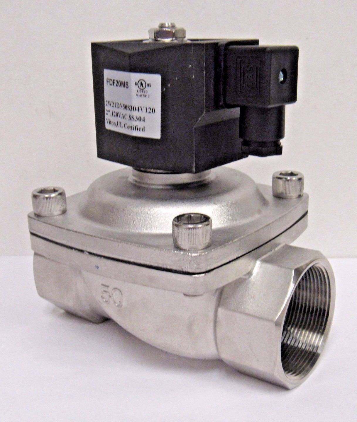 PRM 2 INCH NPT SOLENOID VALVE 120 VAC 304 SS VITON SEALS NORMALLY CLOSED NIB