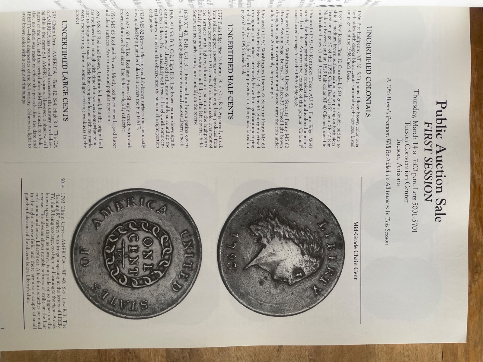 Heritage Auction Catalog March 1996 Numismatic Consignment
