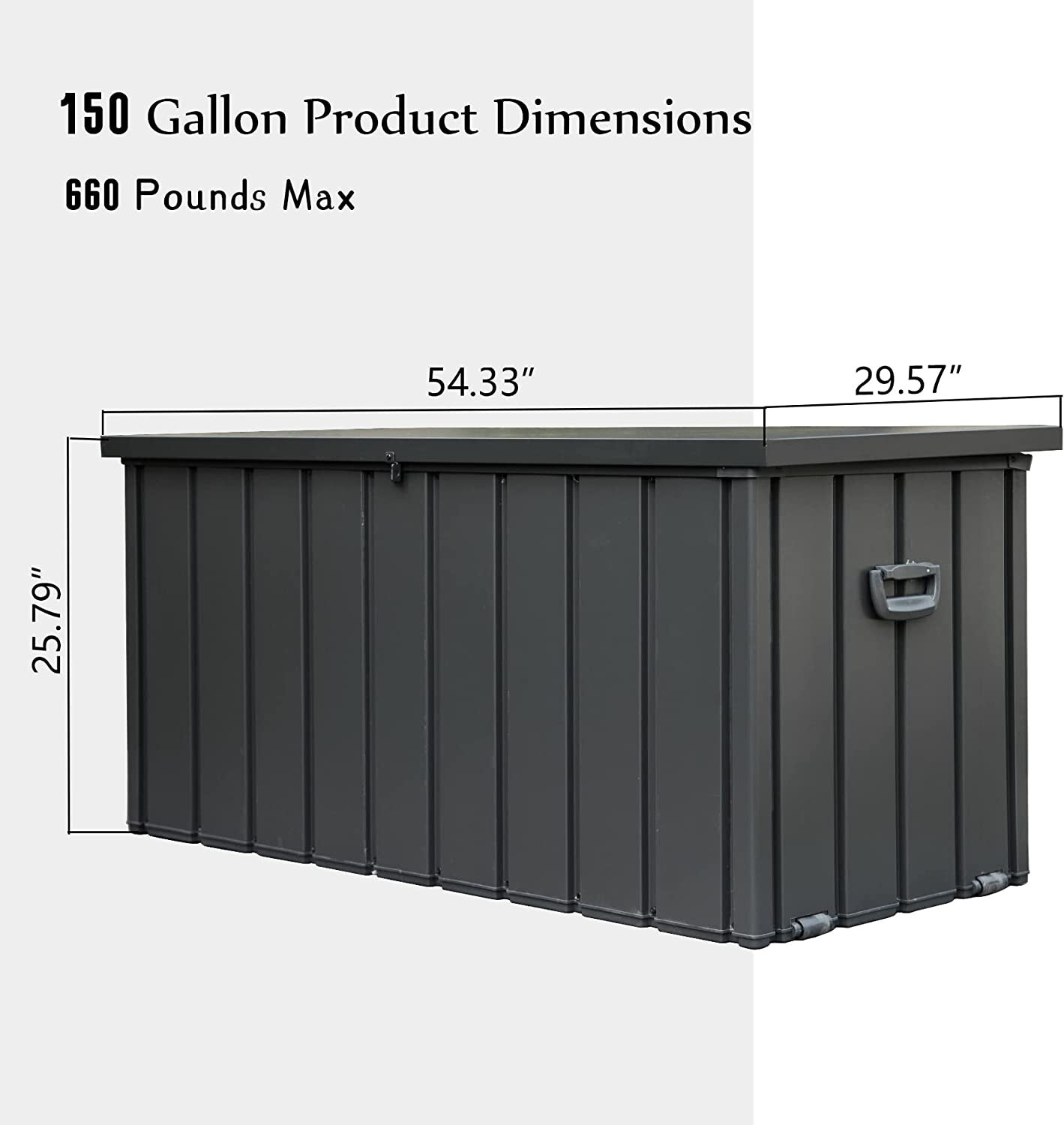 Domi 150 Gallon Metal Outdoor Storage Deck Box Waterproof w/Lockable (Grey)