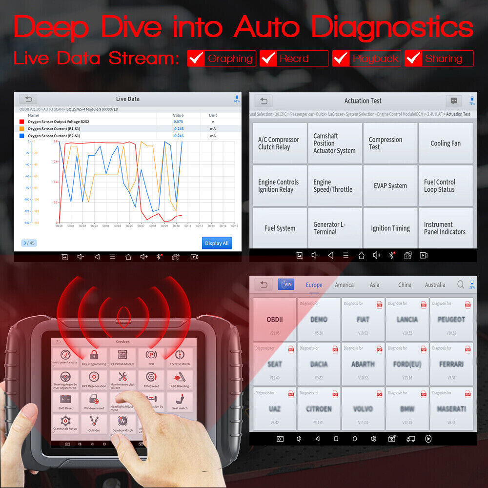XTOOL D8W WIFI All System Diagnostic OBD2 Scanner 38+ Services Topology Mapping