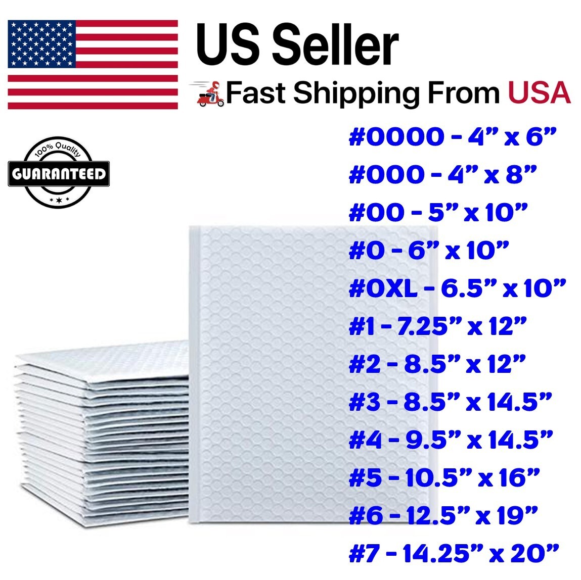 POLY BUBBLE MAILERS SHIPPING MAILING PADDED BAGS ENVELOPES SELF SEAL ANY SIZE