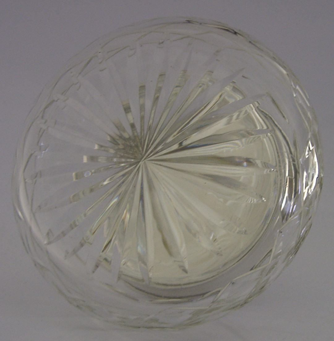 LARGE STERLING SILVER CUT GLASS POT JAR ENGLISH 1979 THE GREEN MAN