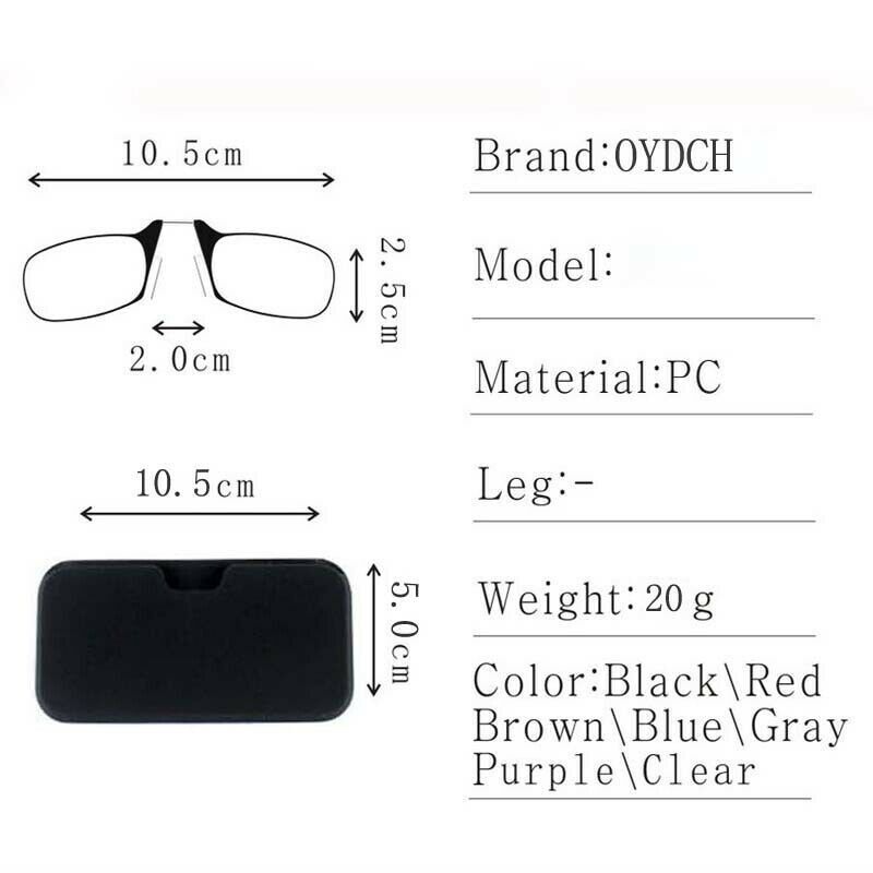 Flexible Portable Mini Nose Clip Reading Glasses Wallet Pocket Phone 1.0 2.0 3.0