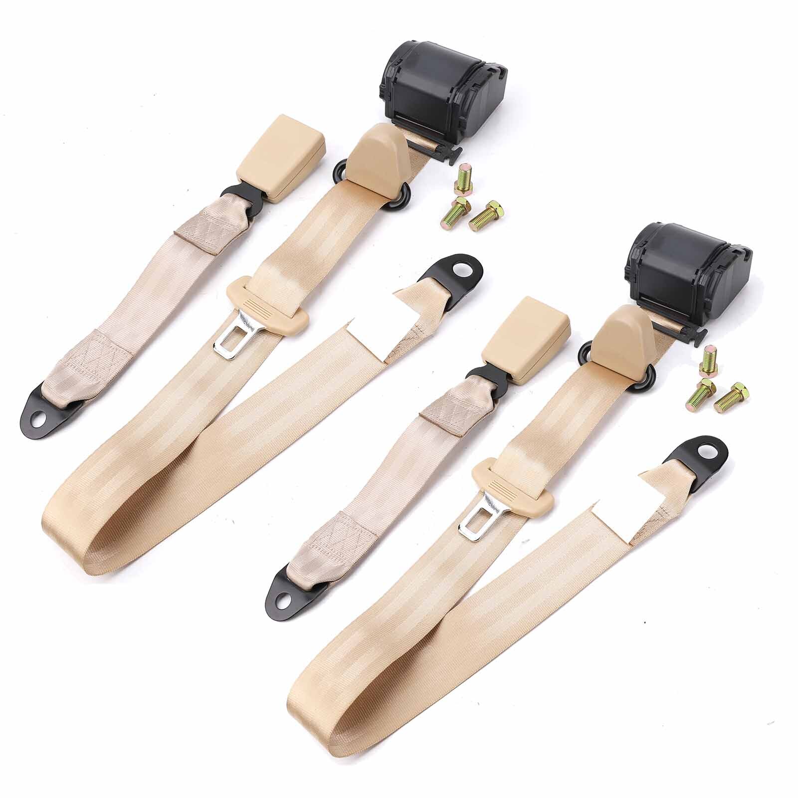 2 Set Retractable 3 Point Safety Car Seat Belt Vehicle Adjustable Belt Kit Strap
