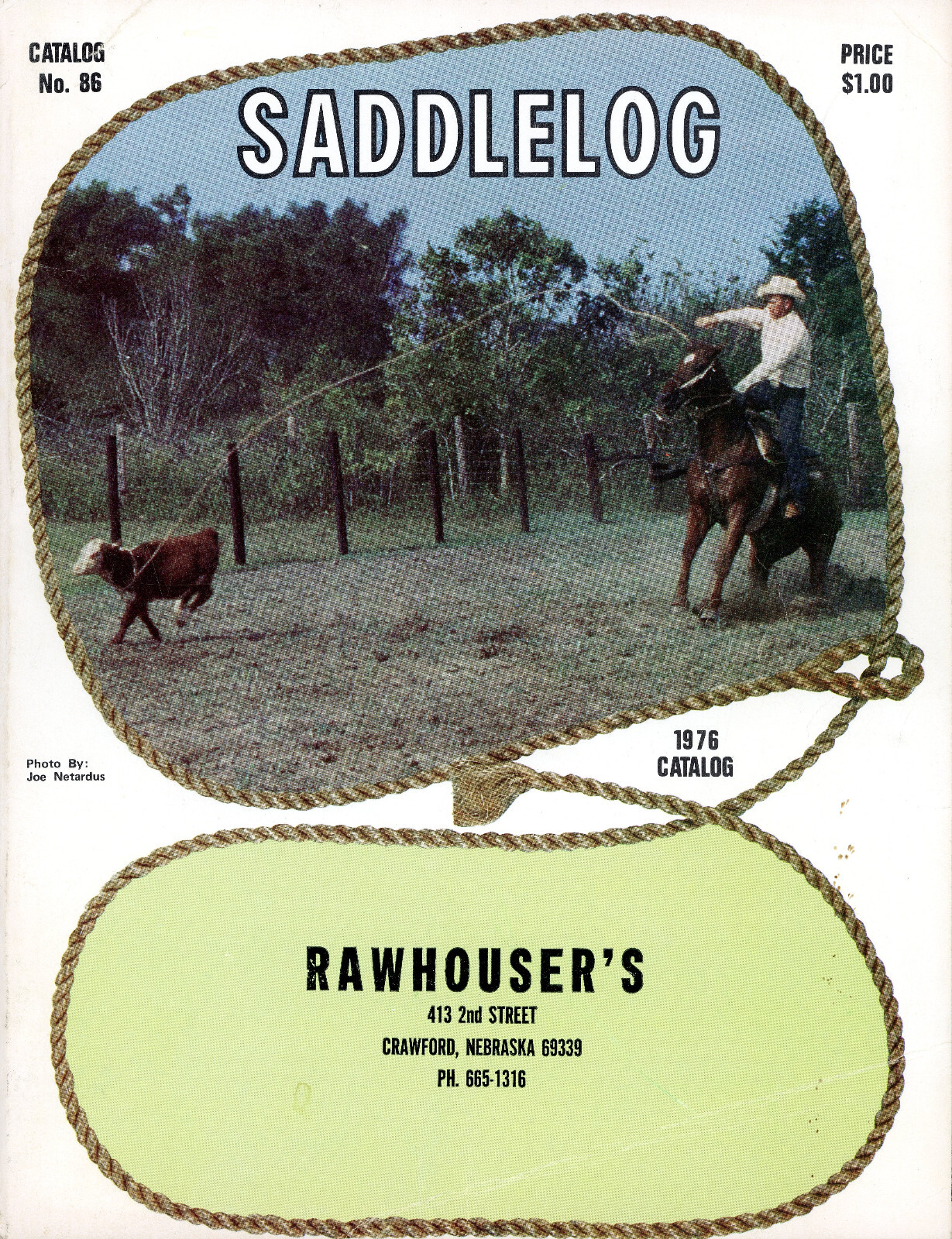 Vintage 1976 Original RAWHOUSER'S SADDLELOG Crawford NB Catalog No. 86
