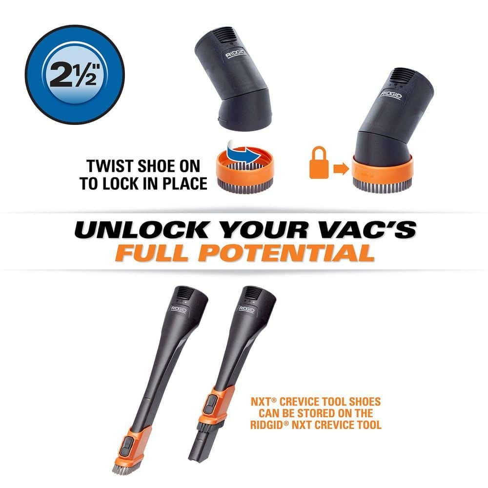 RIDGID 2-1/2 in. NXT Max Crevice Tool & Dusting Brush for Wet/Dry Vacs MAX2531