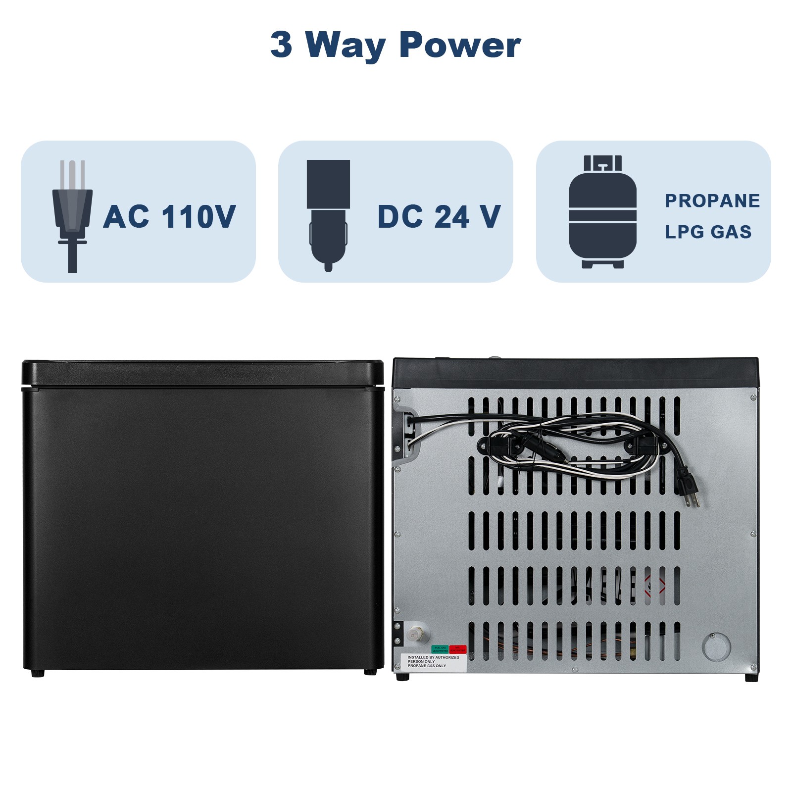 Smad 3 Way Campervan Fridge 1.4cu.ft Gas LPG/12V/110V Quiet Camping Refrigerator