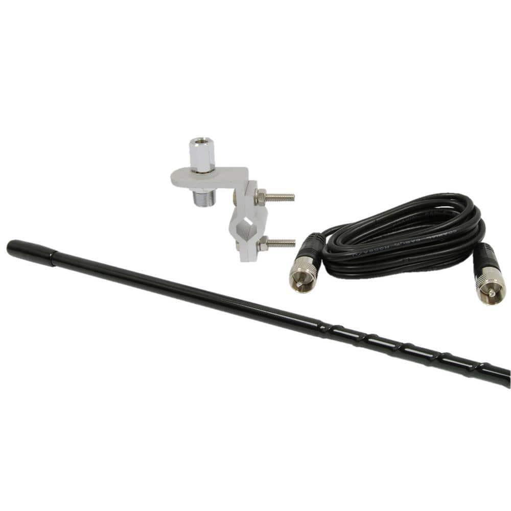 Mirror Mount Fiberglass CB Antenna Kit in Black, 3 Ft.