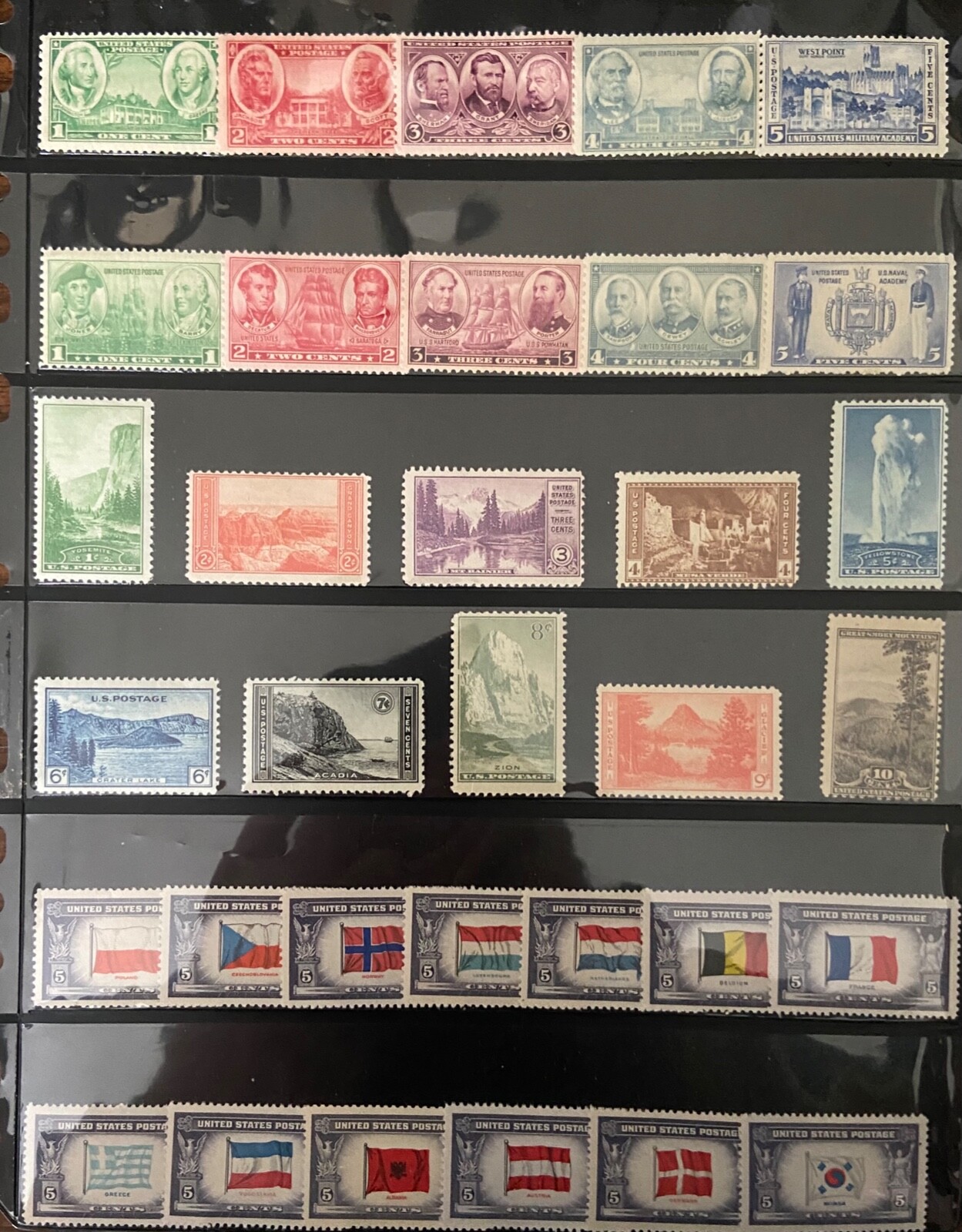 US STAMPS SC# 740-749, 785-794 & 909-921 Nat. Parks, Army/Navy & more Sets MNH