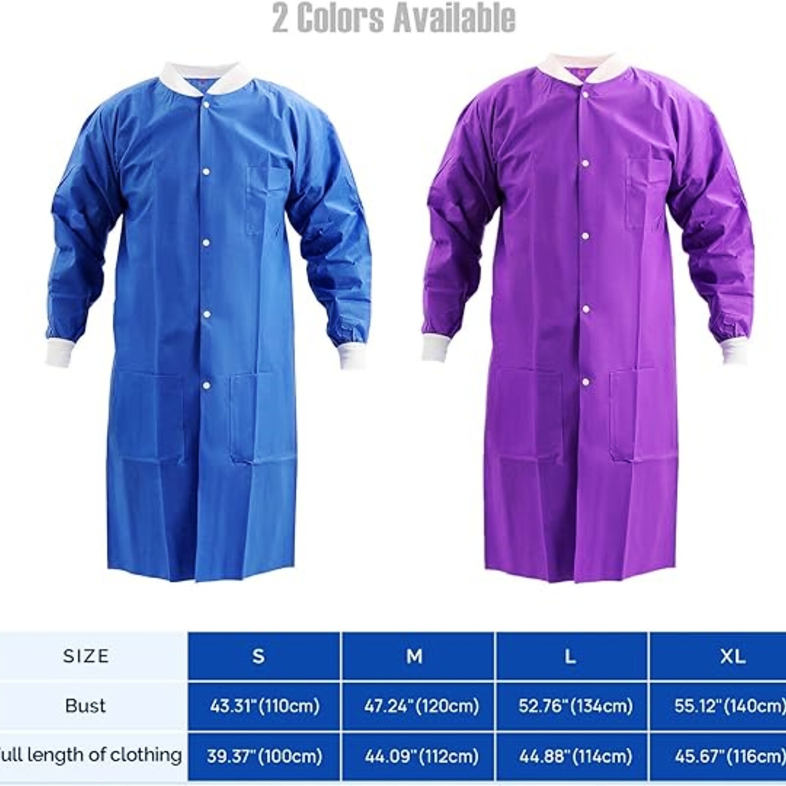 Medical Dental Disposable Lab Coat Gown Knee Length 3 Pockets SMS Jackets 40g