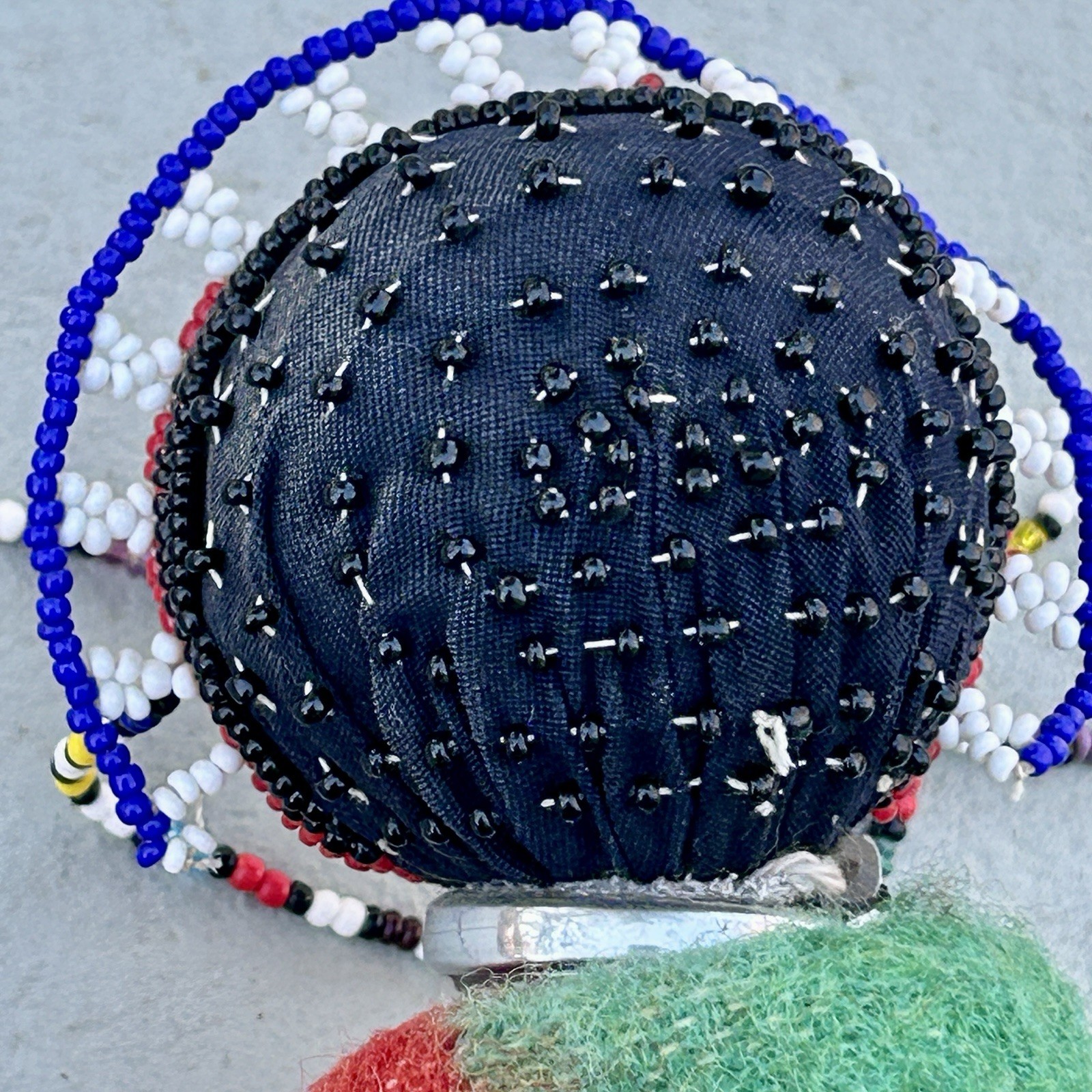 Ndebele Beaded Fertility Doll with Neck Rings South Africa 1990s Vintage 15¼″