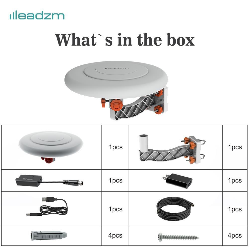 HDTV Outdoor Amplified TV Antenna 360° Omni-Directional Digital HD 1080P 4K