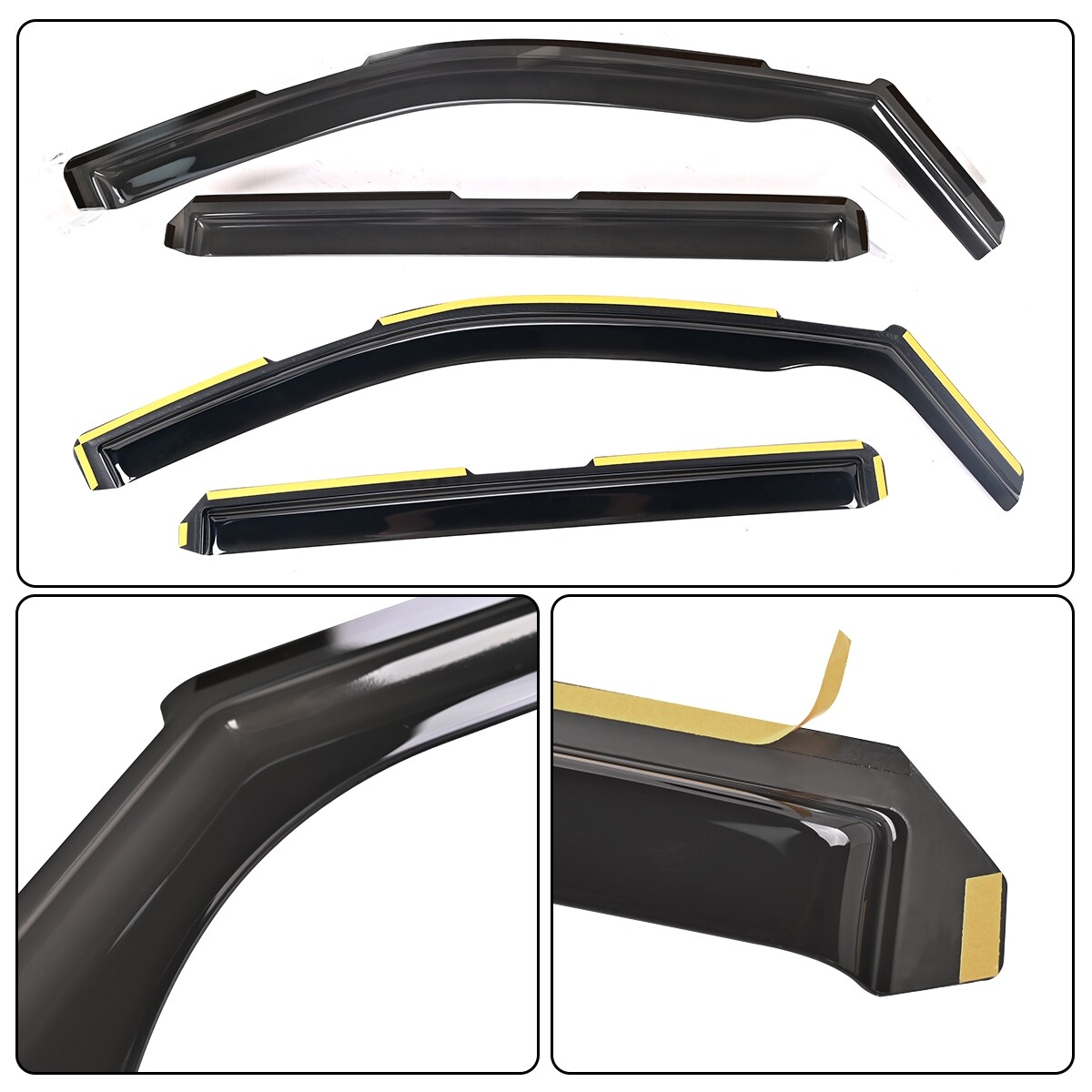 In-Channel Window Visors Sun Rain Guards For GMC Sierra 1500 Crew Cab 2019-2025