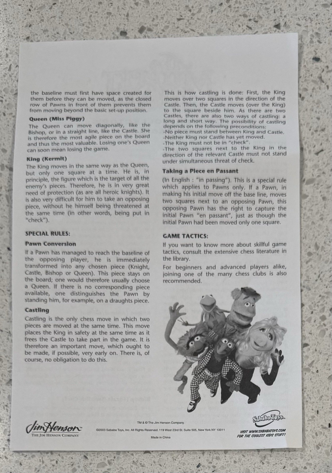 The Muppet Show Deluxe Collector's Chess Set Complete Metal Tin