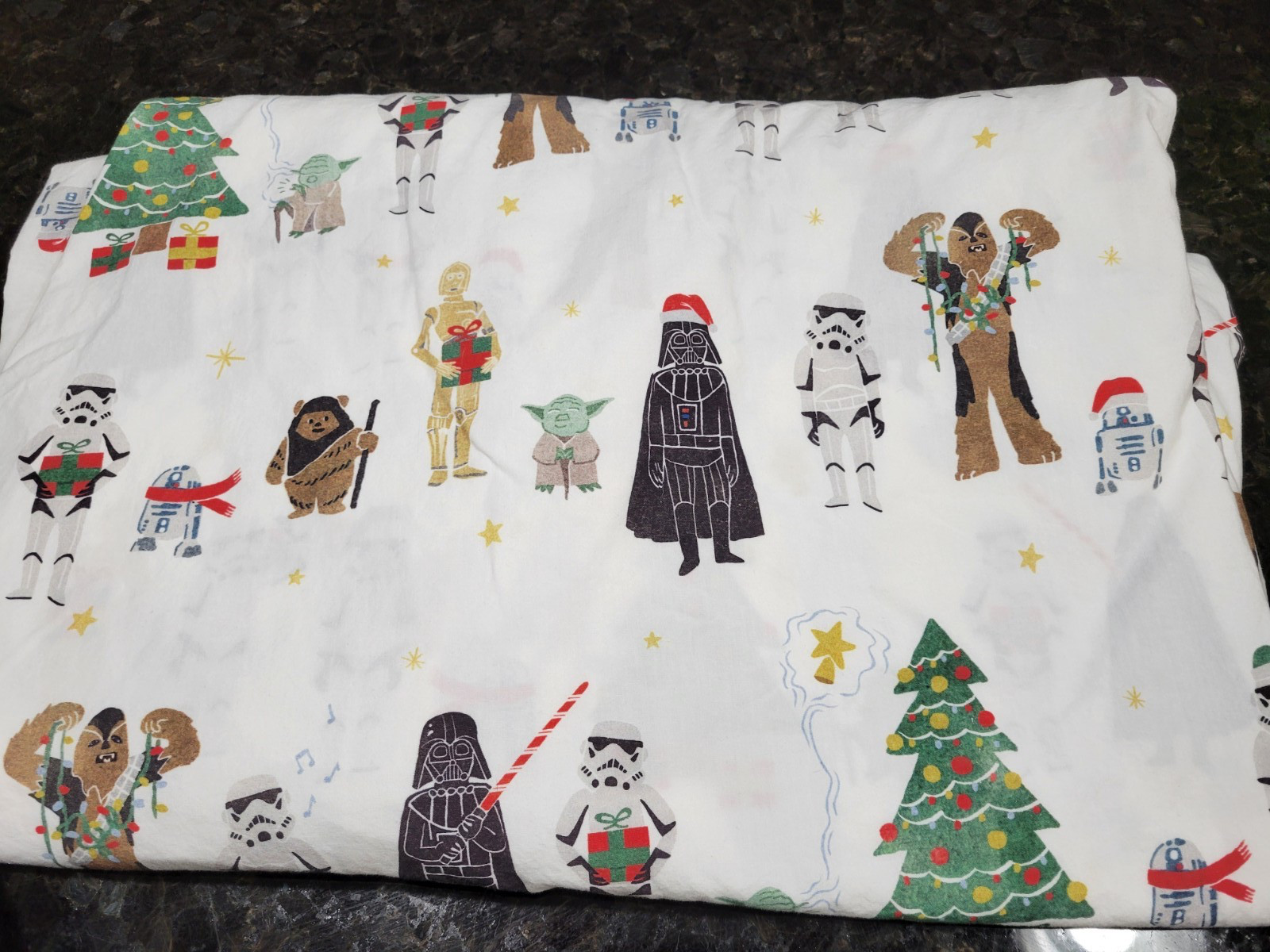 Pottery Barn Kids Star Wars Christmas Holiday Sheet Set Queen Size Organic Teen