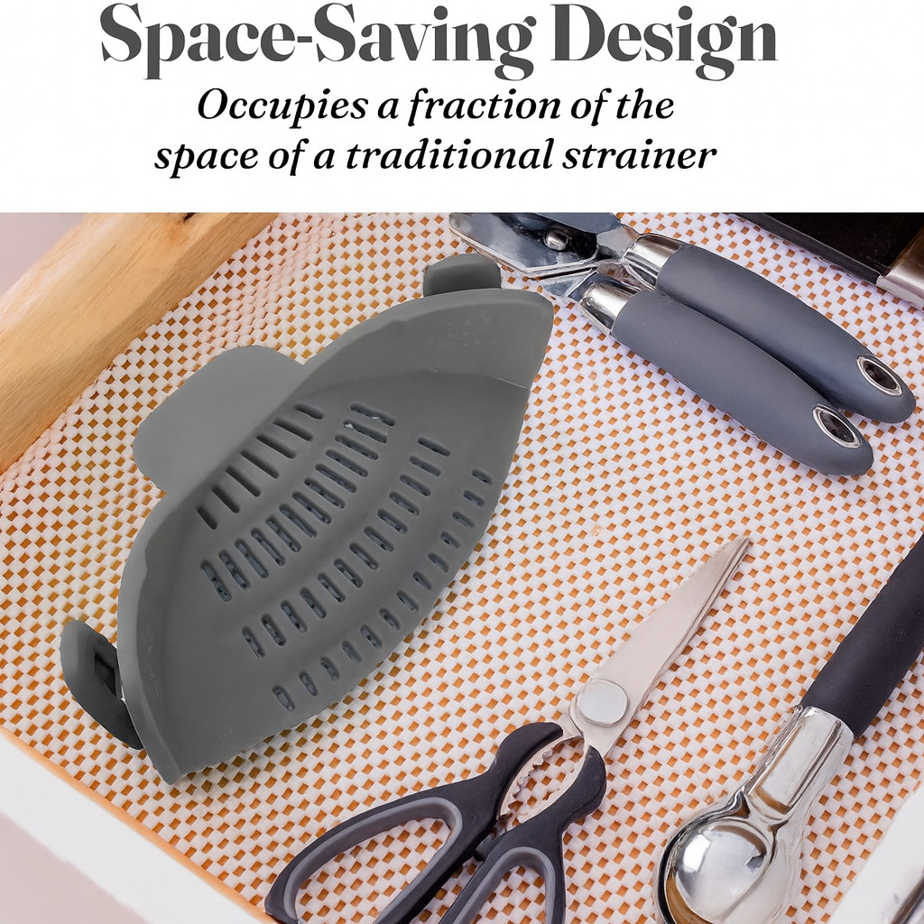 Silicone Clip-On Colander Heat Resistant Strainer for Pasta Noodles Vegetab
