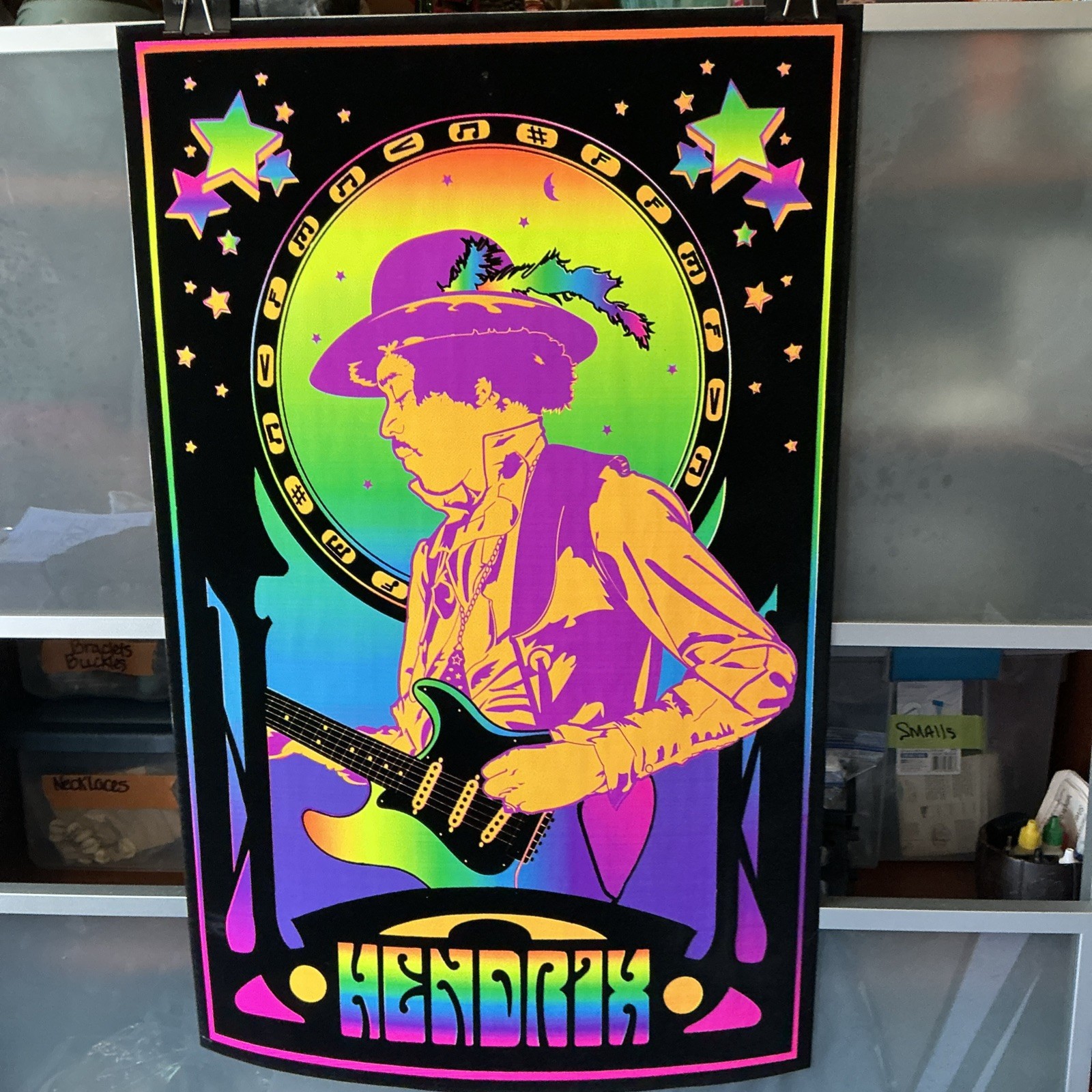 Vintage Hendrix Black Light Flocked Poster 21.5”x33”