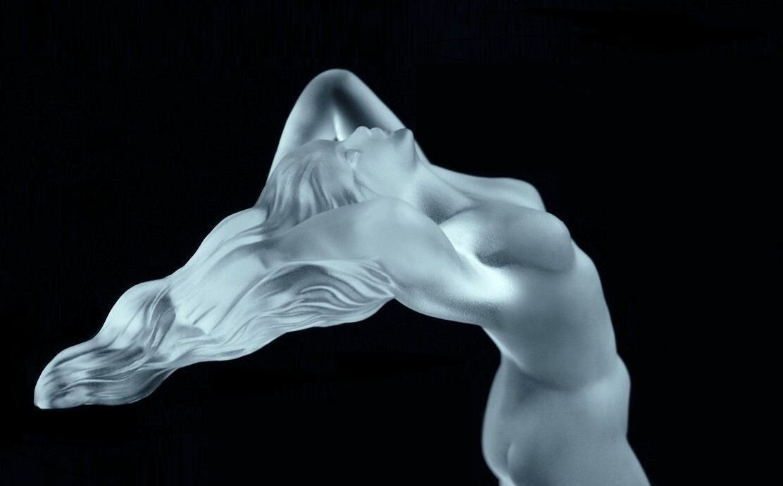 Art Deco Hood Ornament ' Chrysis ' Glass Sculpture 1930' H.Hoffmann by Lalique