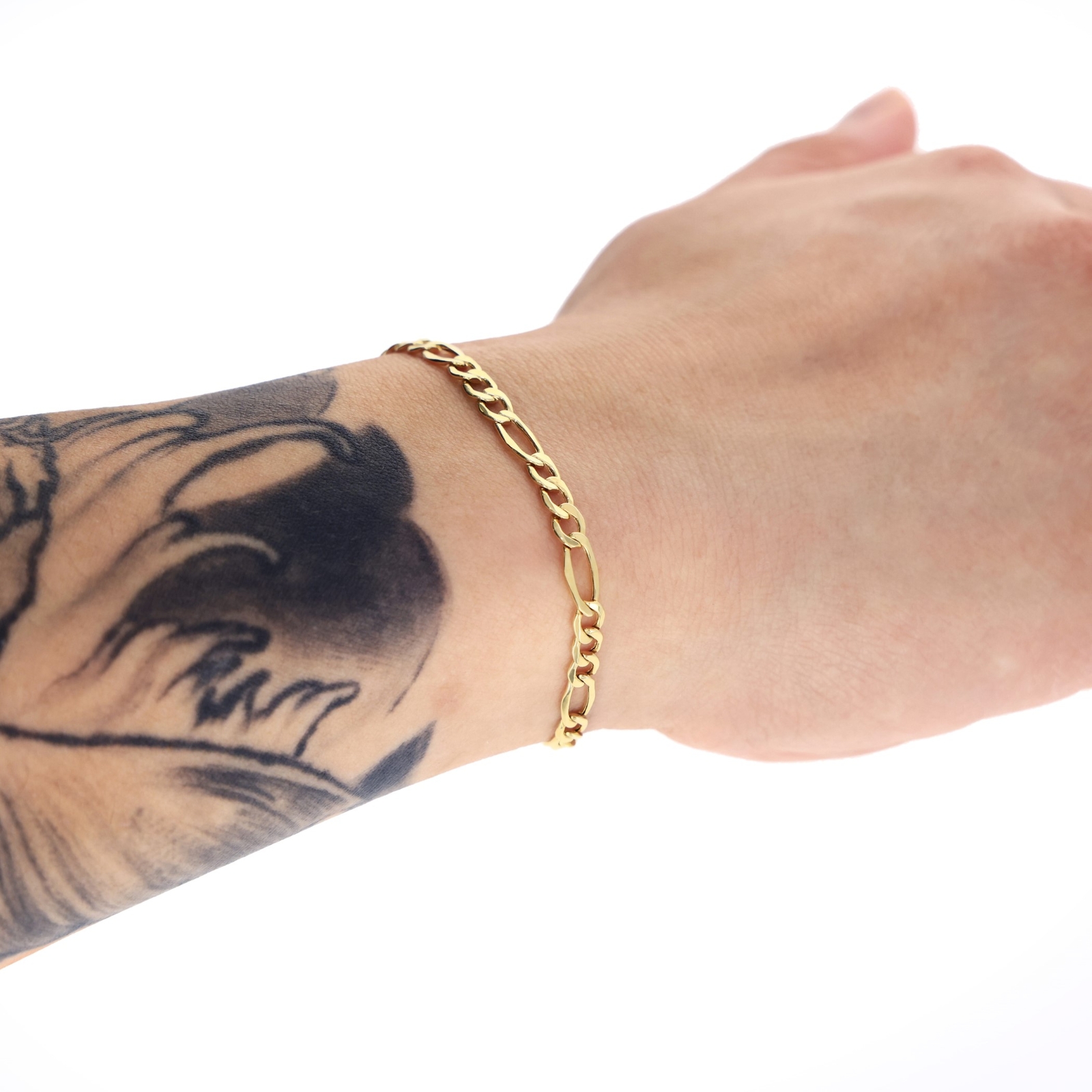 10K Yellow Gold 3.5mm-9mm Italian Figaro Chain Link Bracelet Mens Women 7" 8" 9"