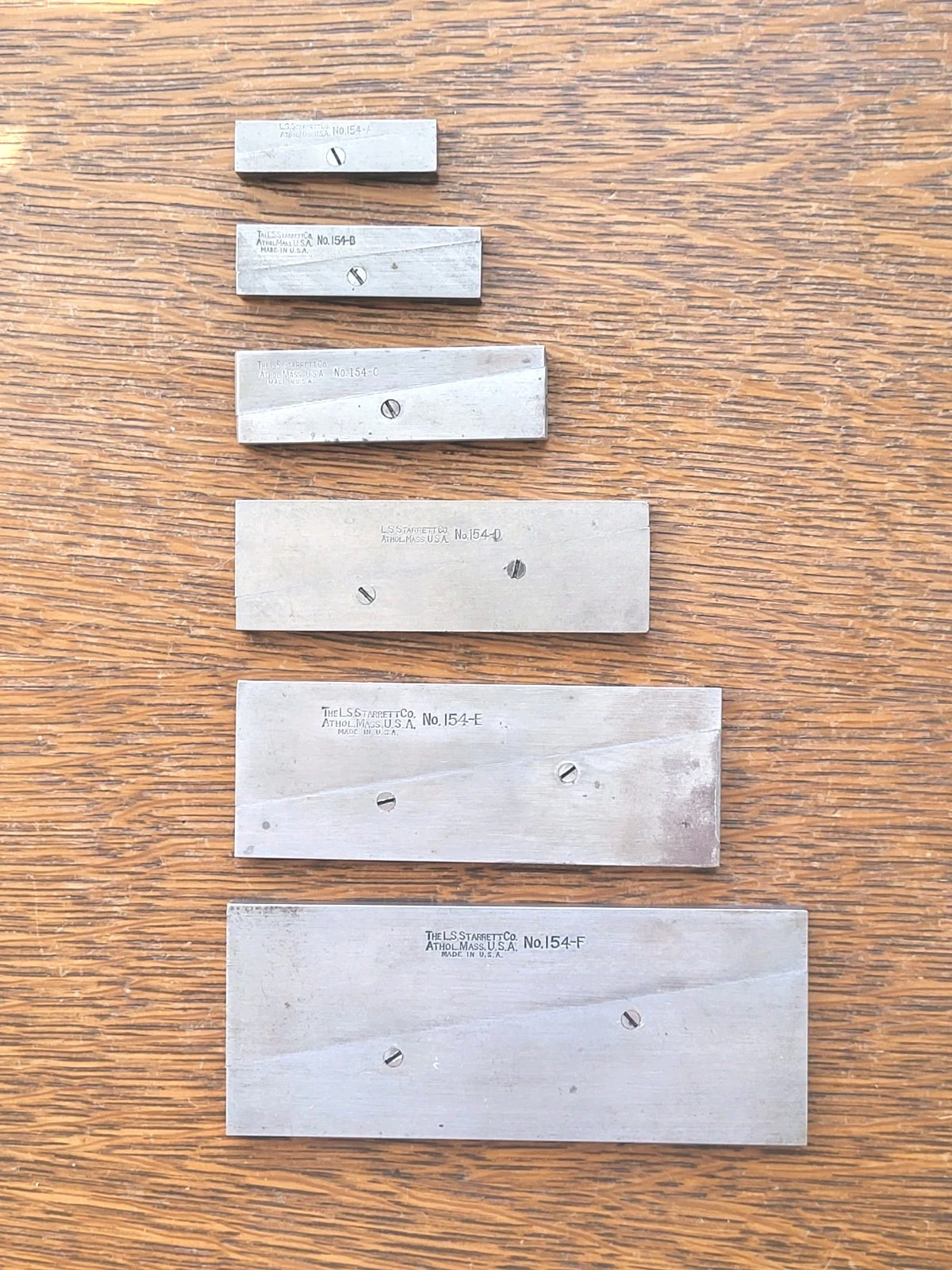 (6) Vintage L. S. Starrett No. 154 Parallels (A-F) Machinist Tools USA