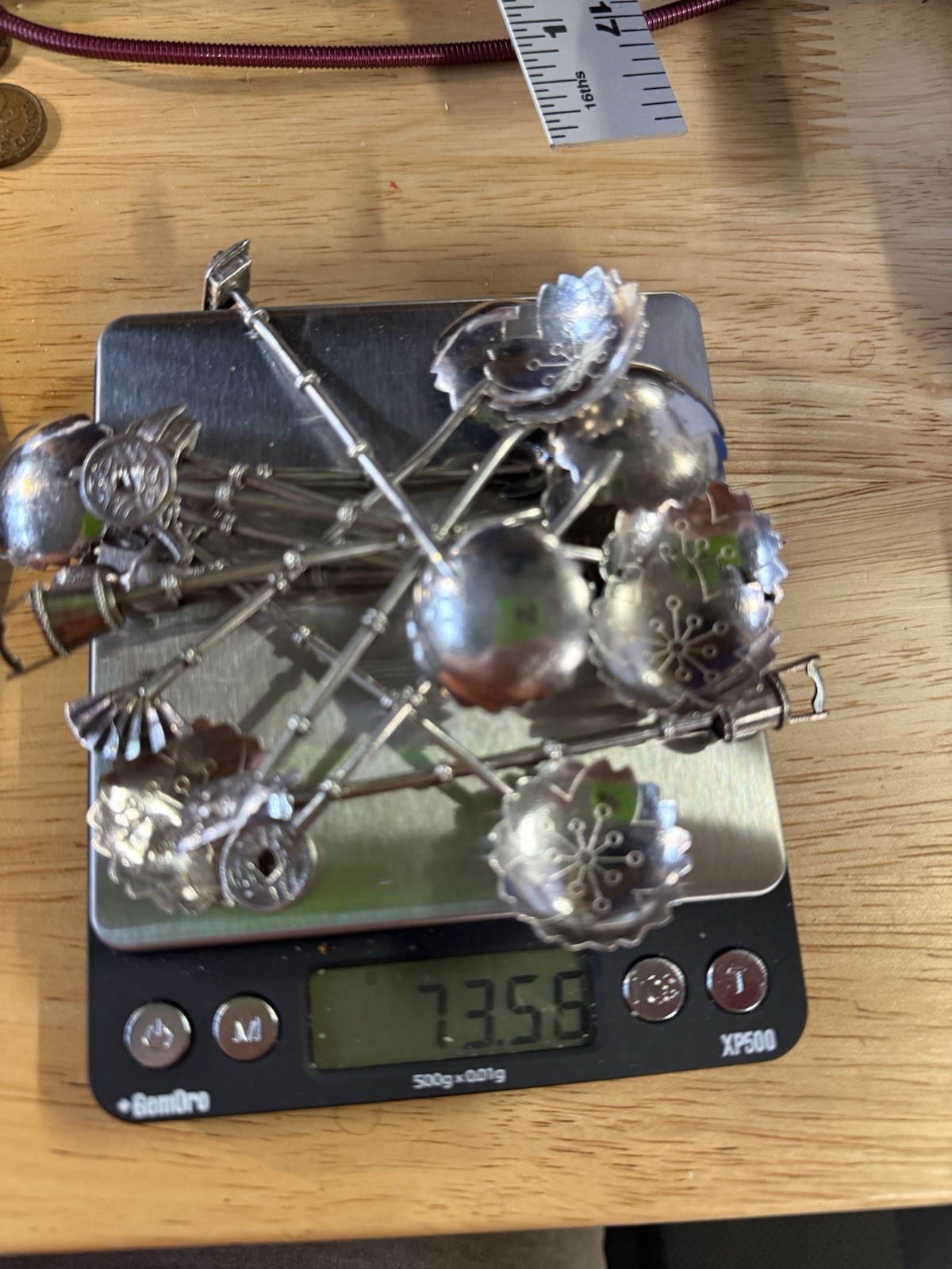 Sterling Silver 950 Demitasse Spoons Figural Motifs Japan Set of  12. Vintage