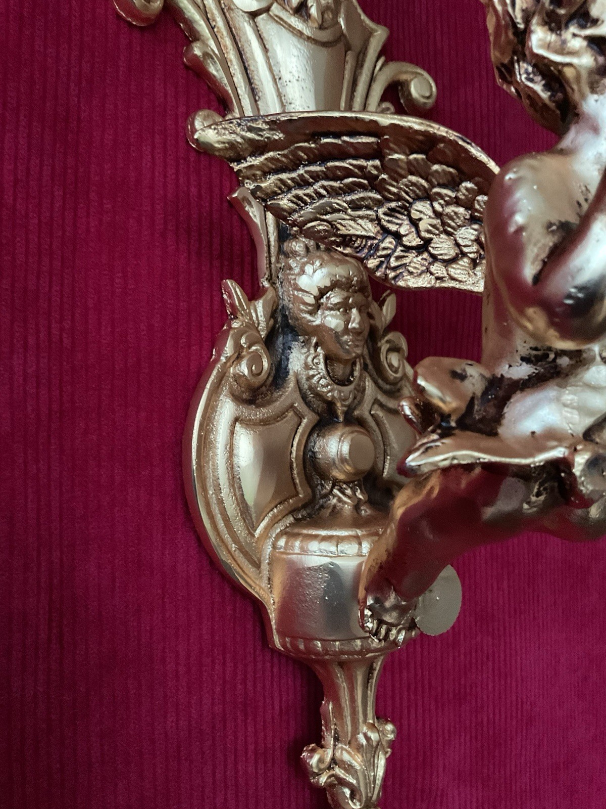 Pair Of Vintage French Putti Cherubs Winged angel Wall Lights Ormolu