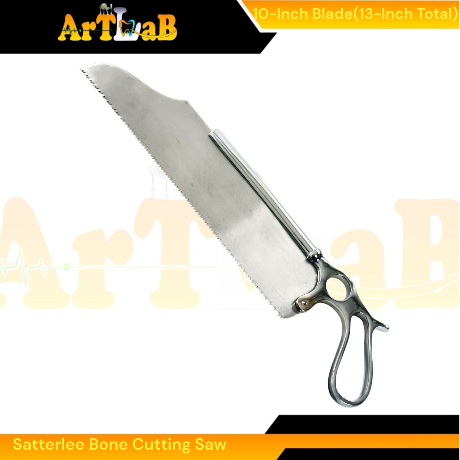 1 Each Satterlee Bone Cutting Saw 13"-10" Blade-Single Handle-Stainless Steel