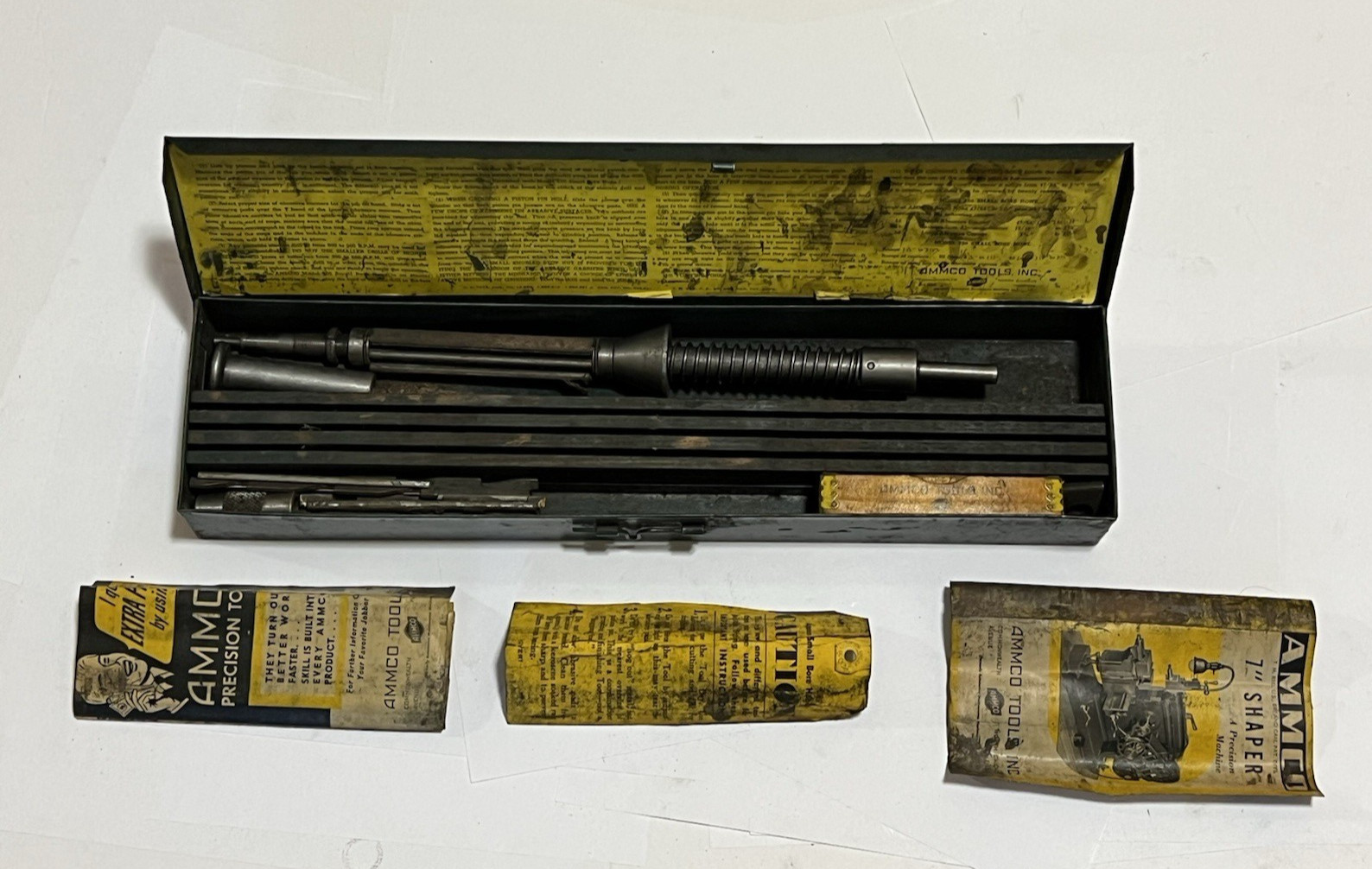 AMMCO Model 100 Vintage Small Bore Cylinder Hone Set in Box 47/64" - 1-5/16" USA