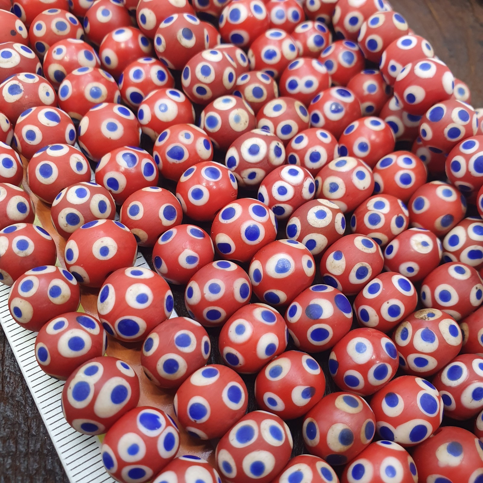 Red Skunk Beads African Style Glass Round Blue White Eye Beads Jewelry Making