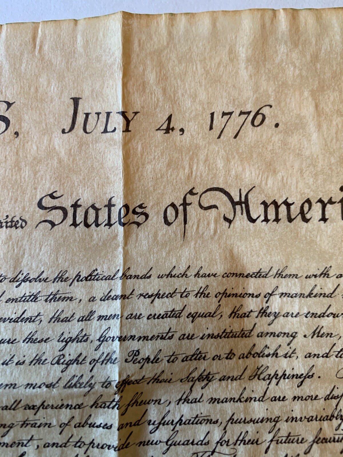 Declaration of Independence - parchment Replica