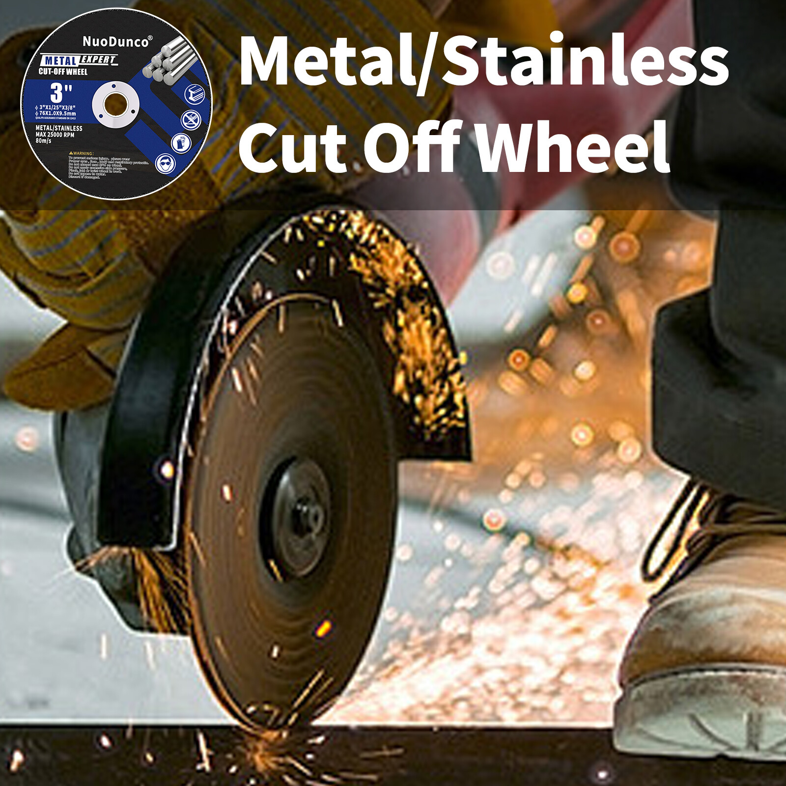 10Pcs 3 inch Cut Off Wheel with 1/4 in Mounting Mandrel Kit for Die Grinder