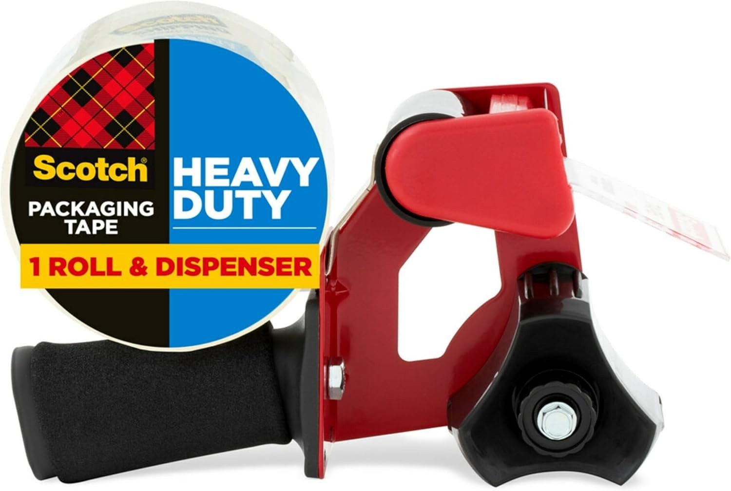3M Scotch Tape Gun Dispenser with Heavy Duty 3850 Shipping Packaging Tape, 1Roll