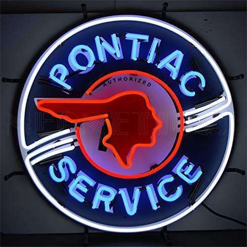 Neonetics 5PONBK Pontiac Service Neon Sign With Backing 24 Width x 24 Height x 4