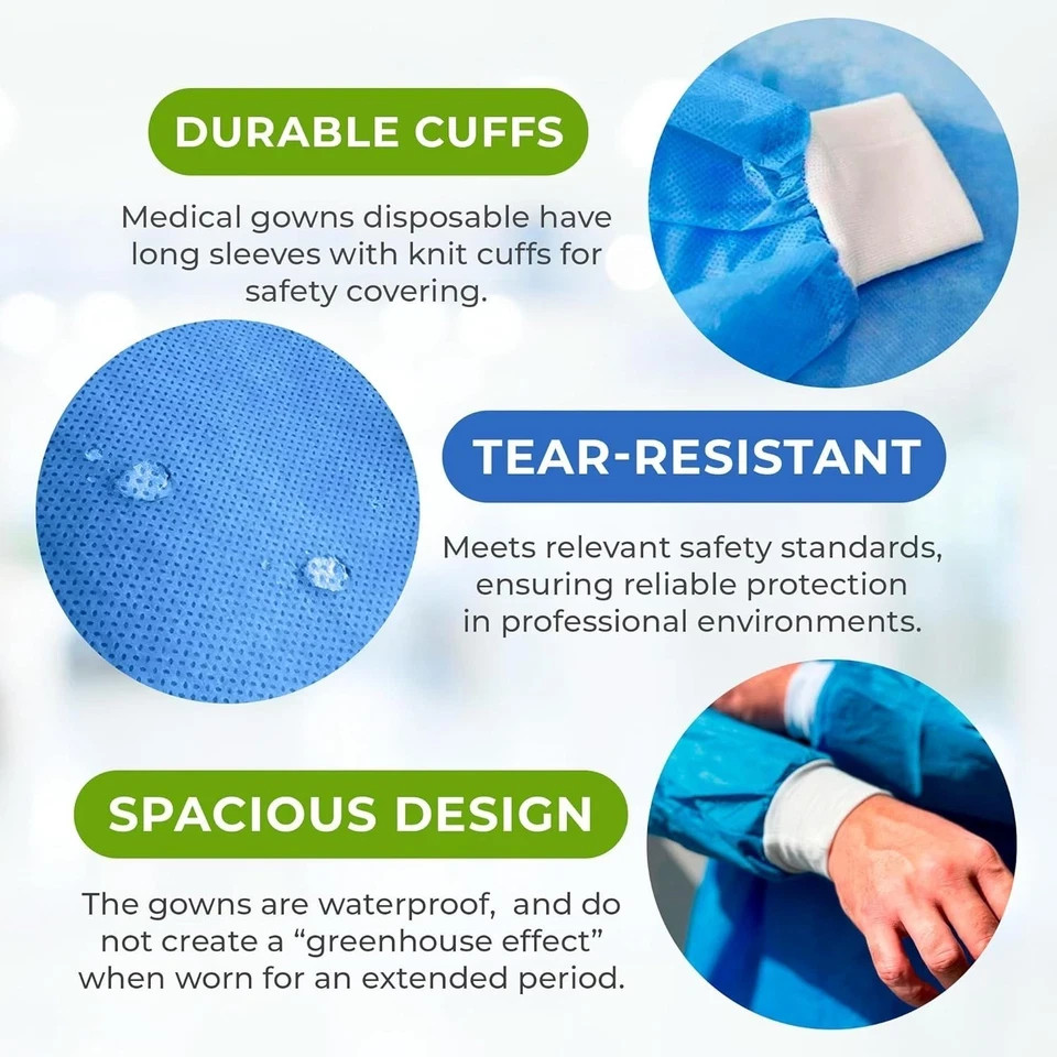 Isolation Gowns Disposable AAMI Level 3 Blue Medical - XL - 10/20/40/80 PCS