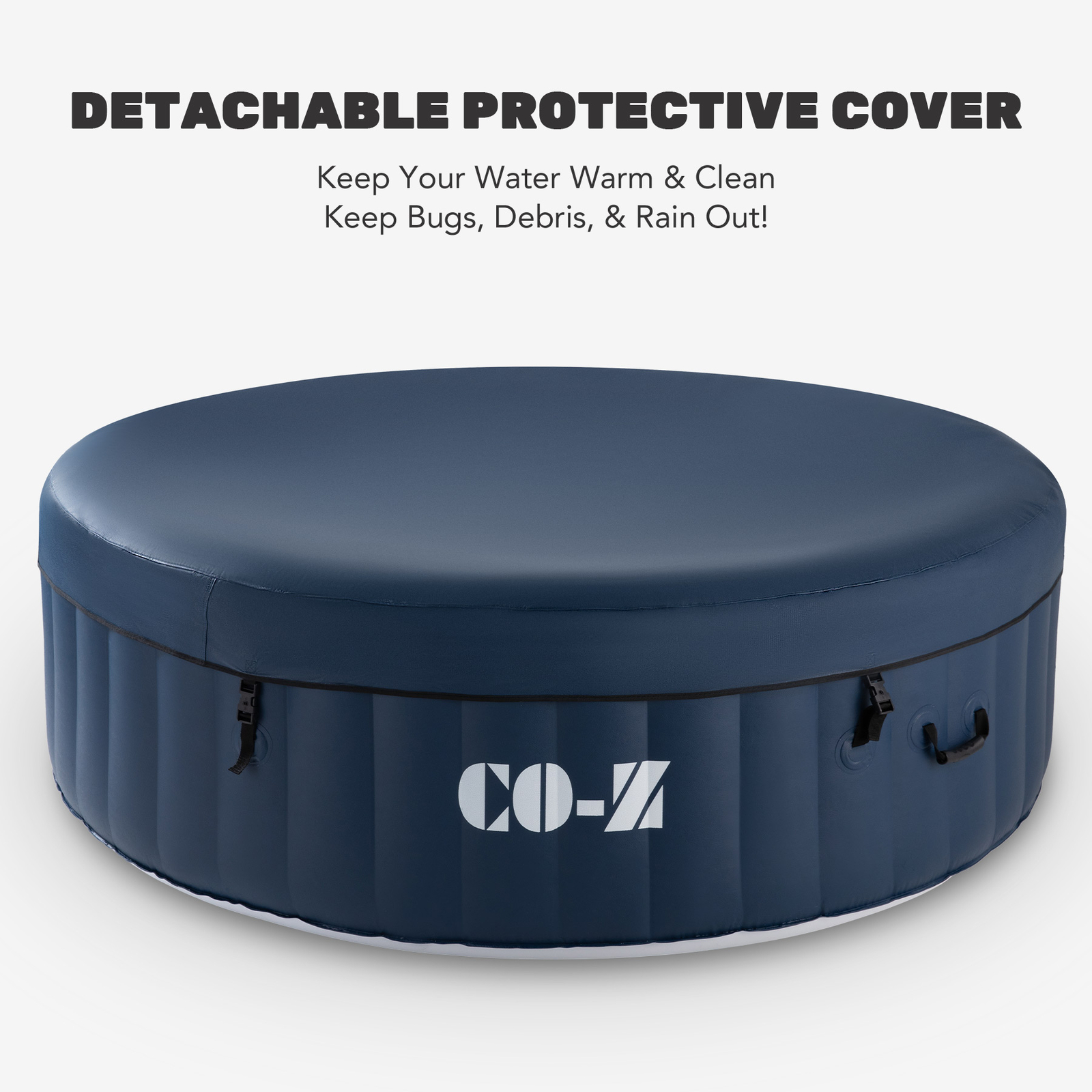 Inflatable Hot Spa Tub 4-Person w 120 Air Jet & Cover & Pump Outdoor Round Blue