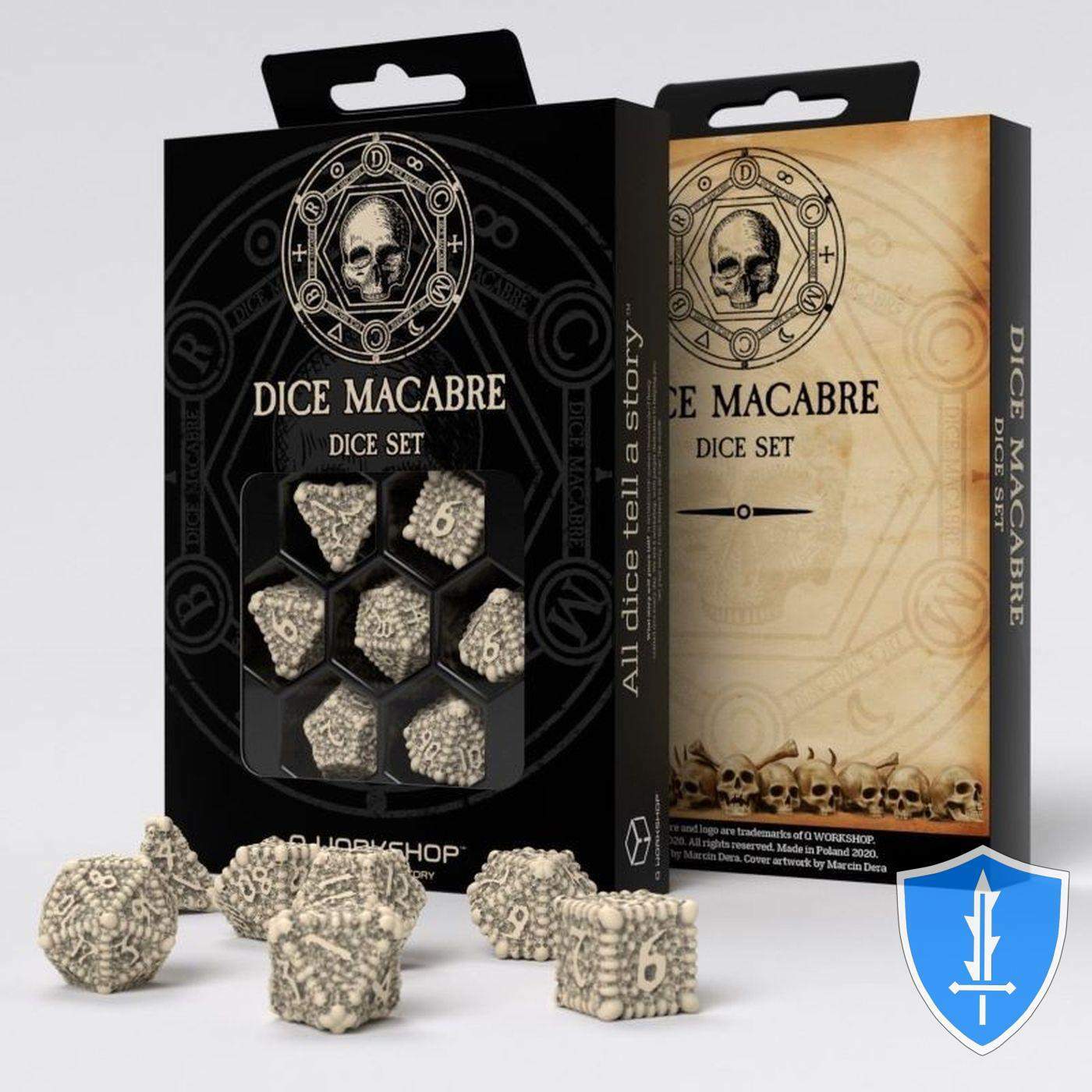 Q-Workshop Dice Macabre Dice Set (7) D&D RPG Skull Bones Halloween