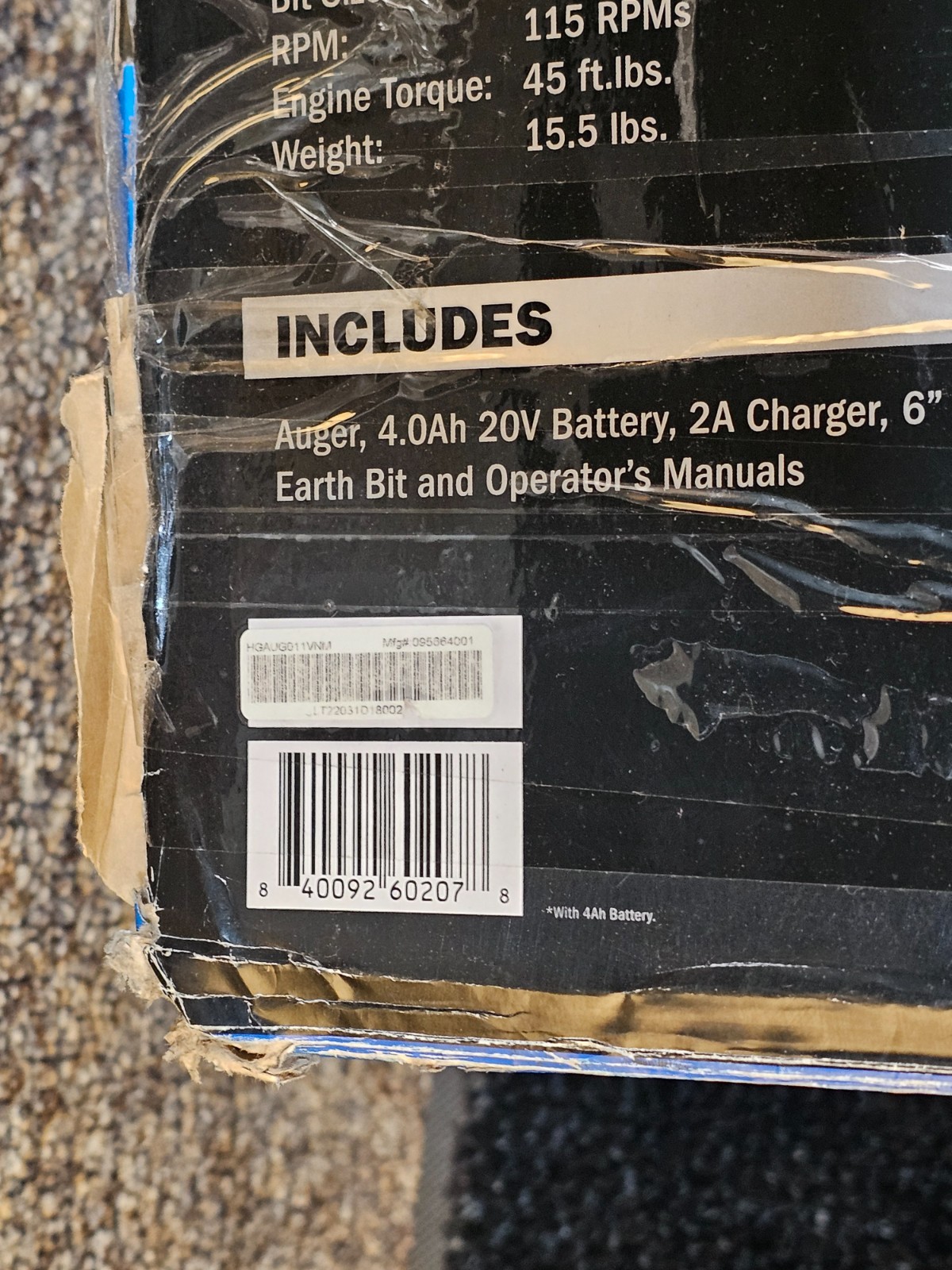 HART HGAUG011VNM Brushless 6" Earth Auger 20V System For Post Hole Digging