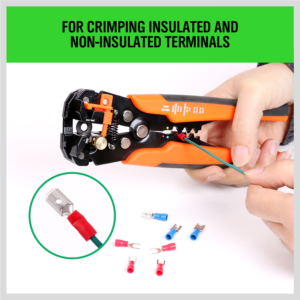 Self-Adjusting Insulation Wire Stripper cutter crimper Terminal Tool Pliers 8"