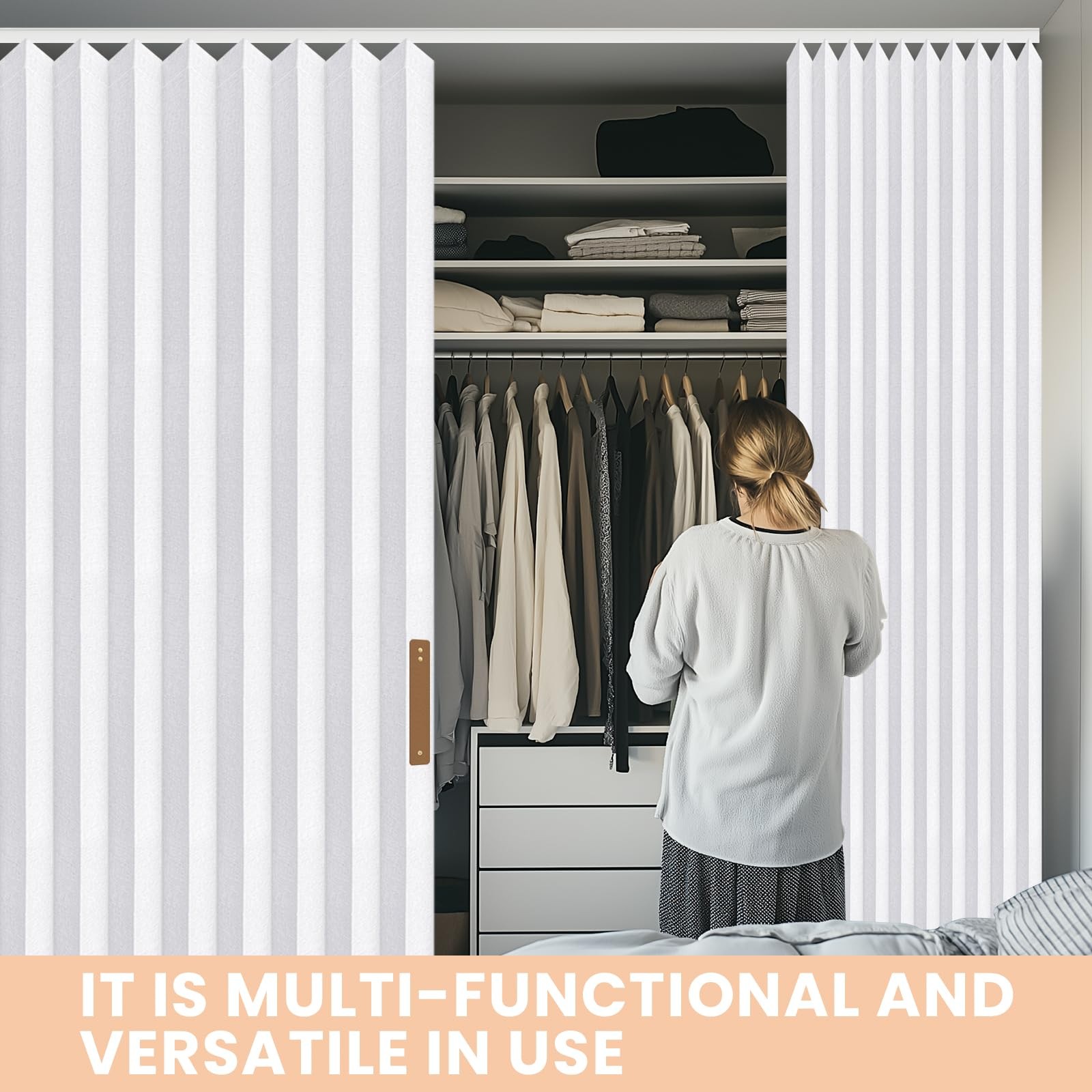 Hanging Accordion Room Divider with Track System - Ceiling-Mounted Partition ...