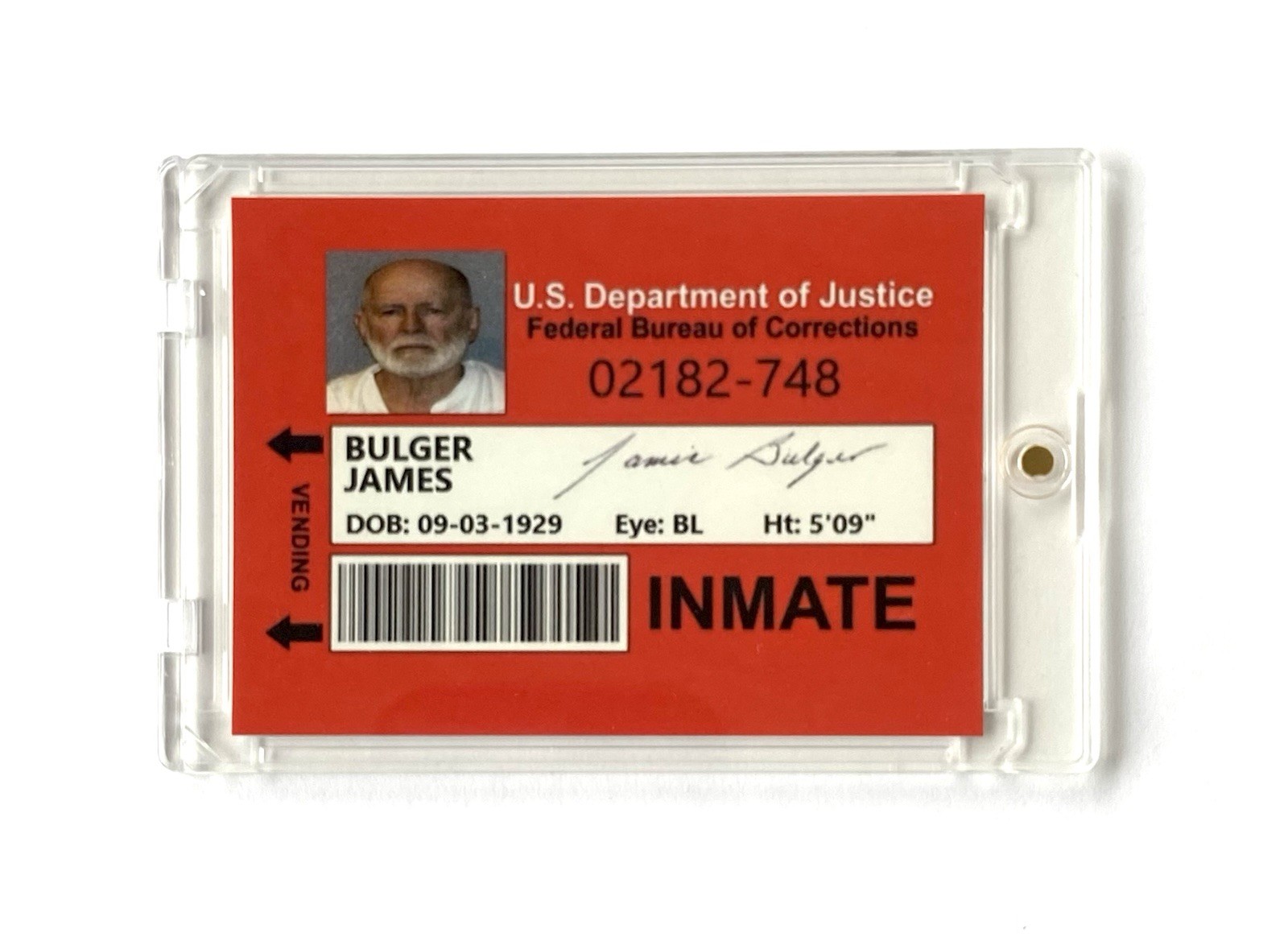 Whitey Bulger Collector Card With Signature RP In Case * Mobster / Gangster
