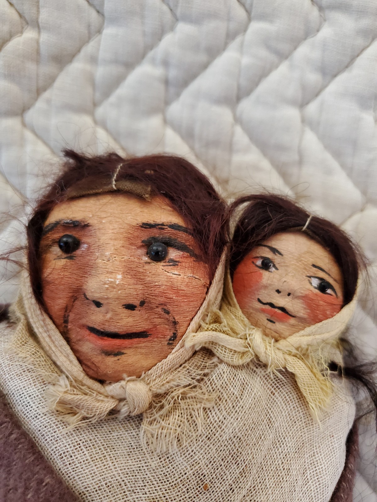 11" Early Mary Frances Woods Native American Indian Doll Skookum & Papoose