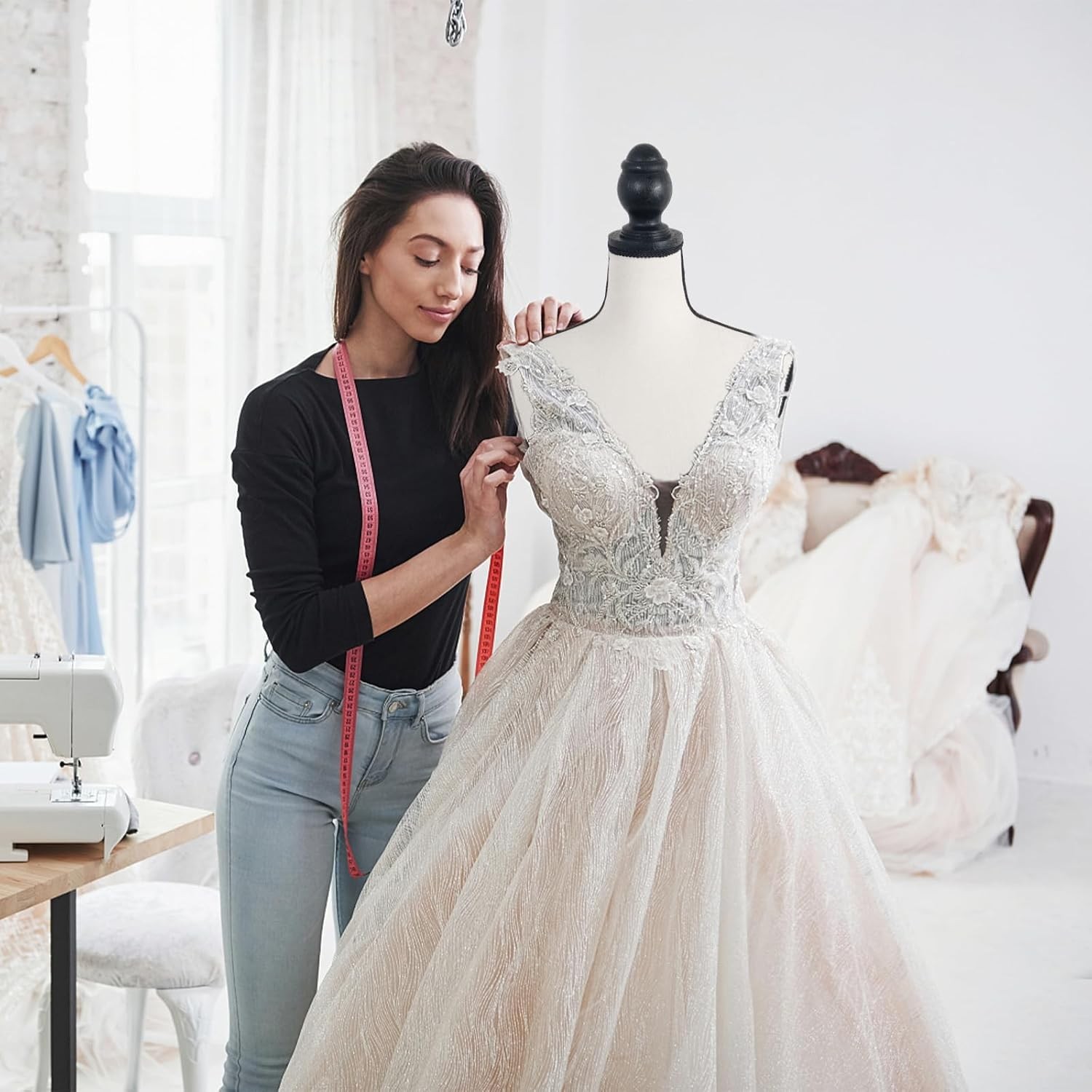 Beige Female Mannequin Body, Dress Form Sewing Mannequin Torso with Adjustable