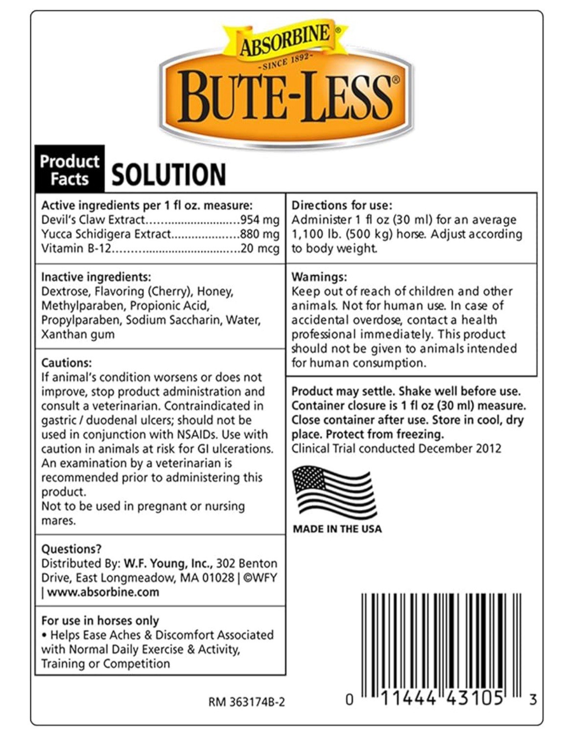 Absorbine Bute-less Solution 32 Oz - 32 Day Solution