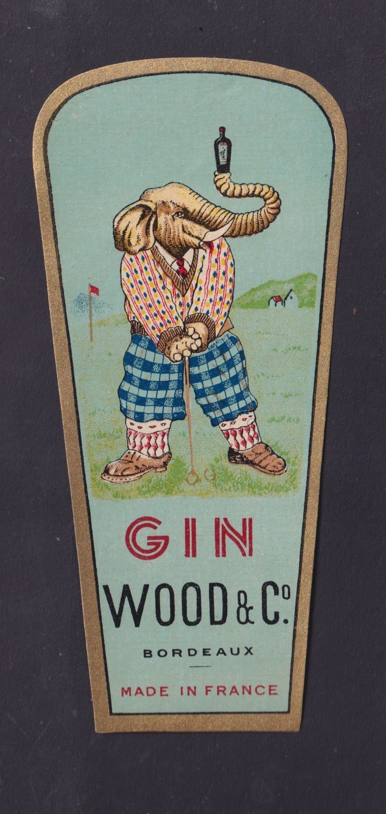 Old  label Alcohol Gin  BN200005  Elephant