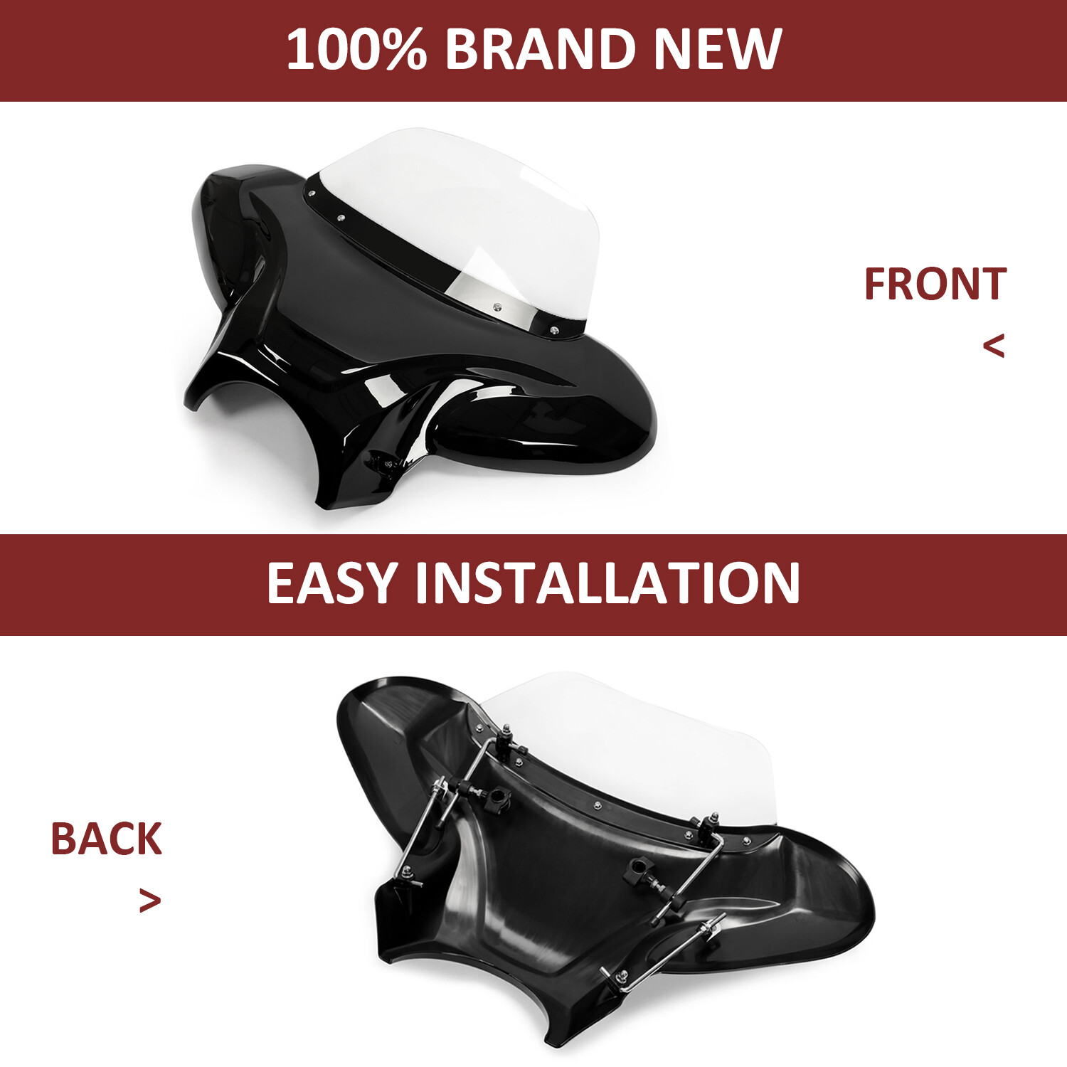 Universal Motorcycle Fairing Batwing Windshield w/Bracket For Harley Yamaha