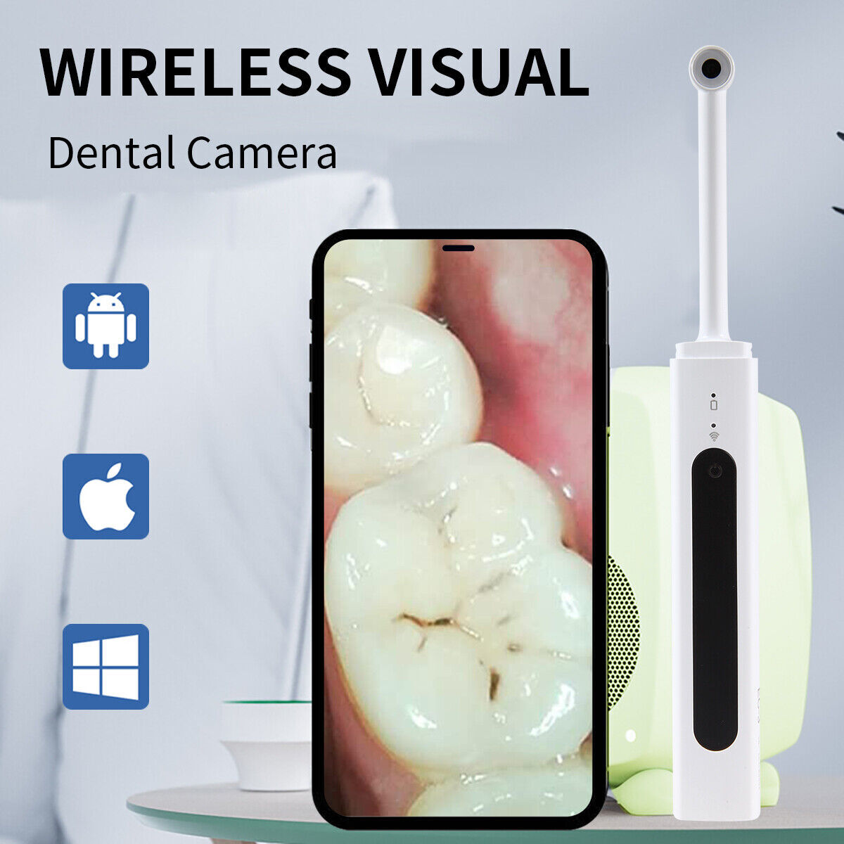 8 LEDs Light 3MP Dental Oral Camera Wireless Digital Imaging Intraoral Endoscope