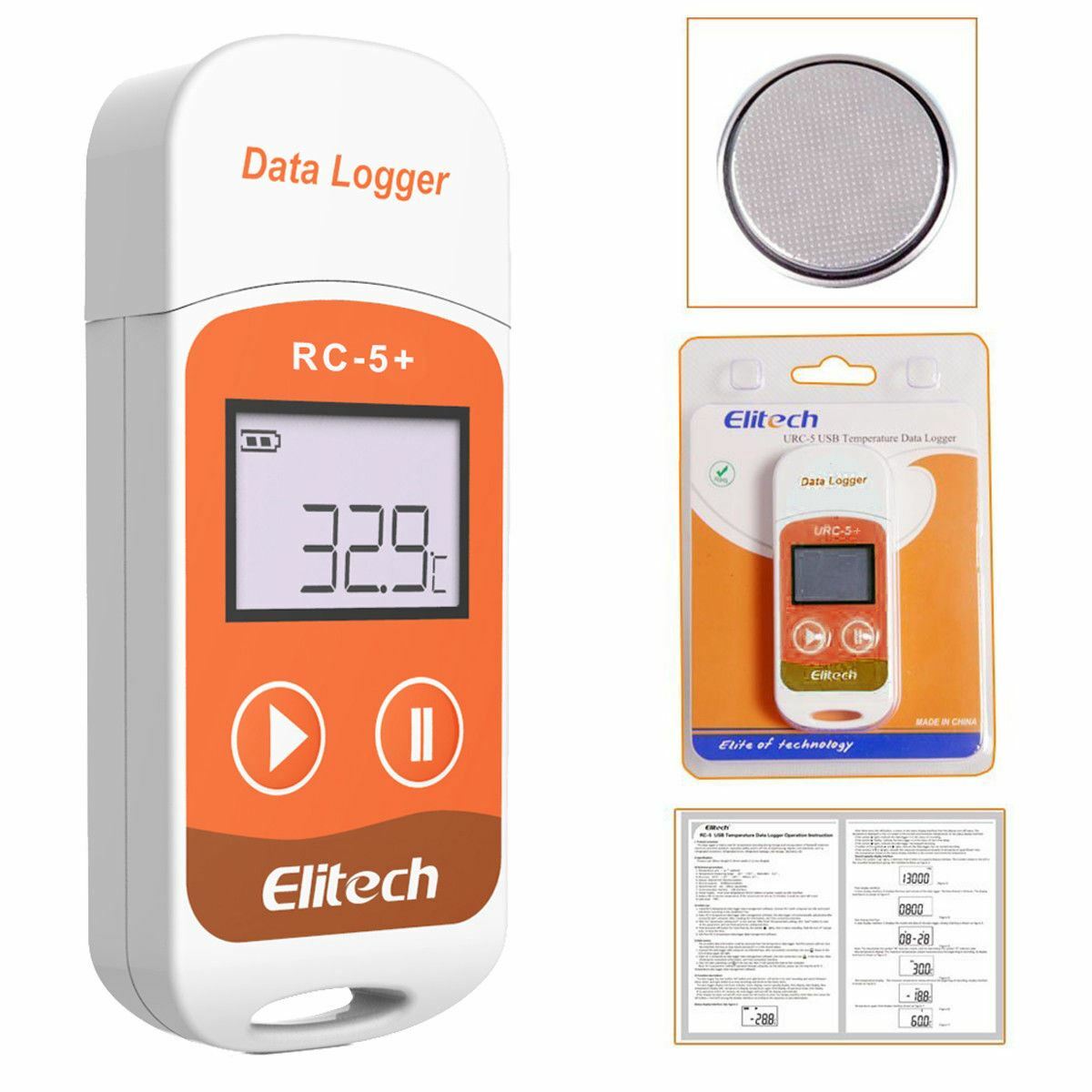 Elitech RC-5+ USB Temperature Data logger Temp Recorder PDF Reporter 32000 Point