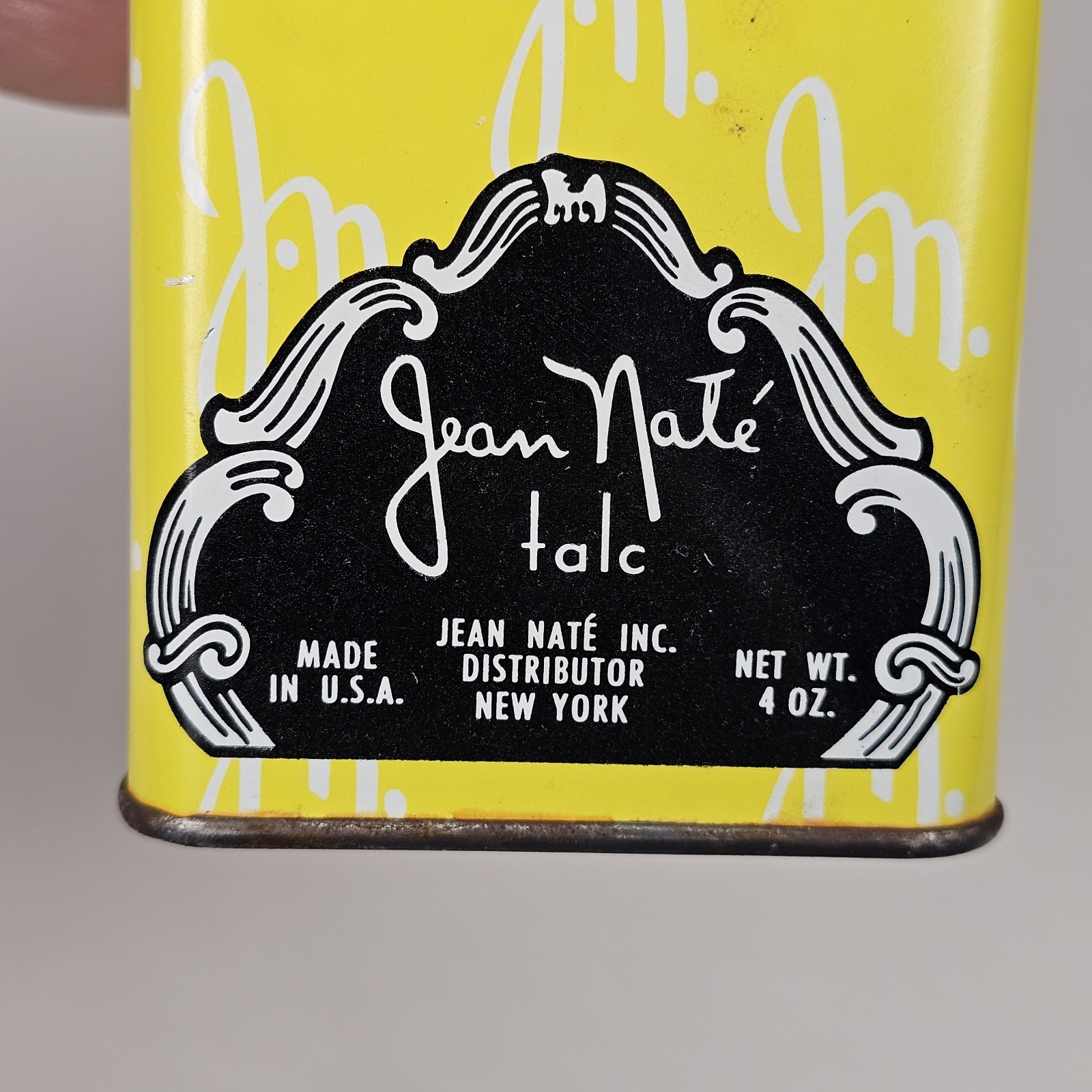 Vintage Jean Nate Talc Powder Tin 4oz USA 1950s No. 60