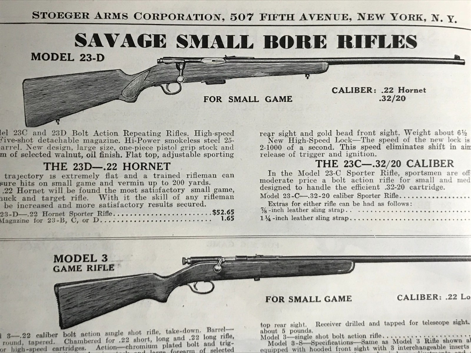 post WWII Patent No. REDFIELD JR-23 Base & 1" Ring set for SAVAGE 23 Bolt Action