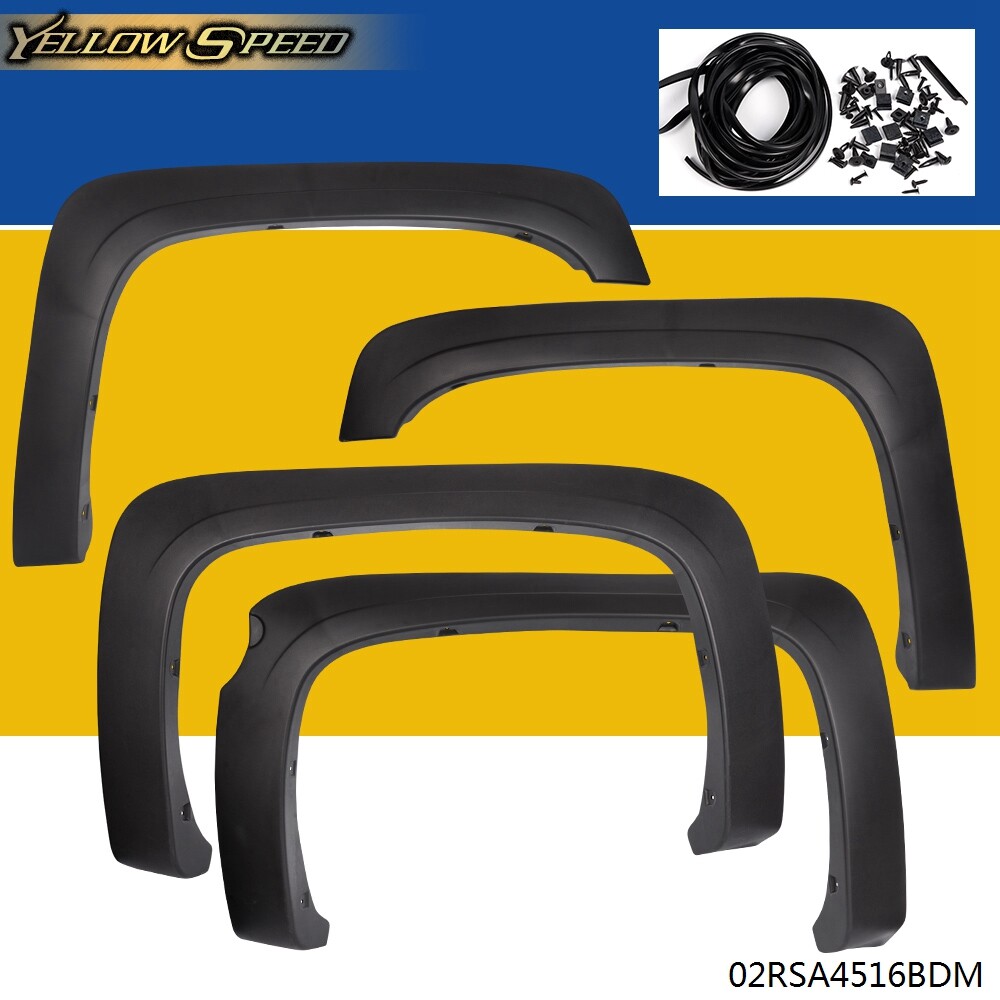 4PCS FIT FOR 07-13 CHEVY SILVERADO REG/EXT CAB FACTORY STYLE WHEEL FENDER FLARES